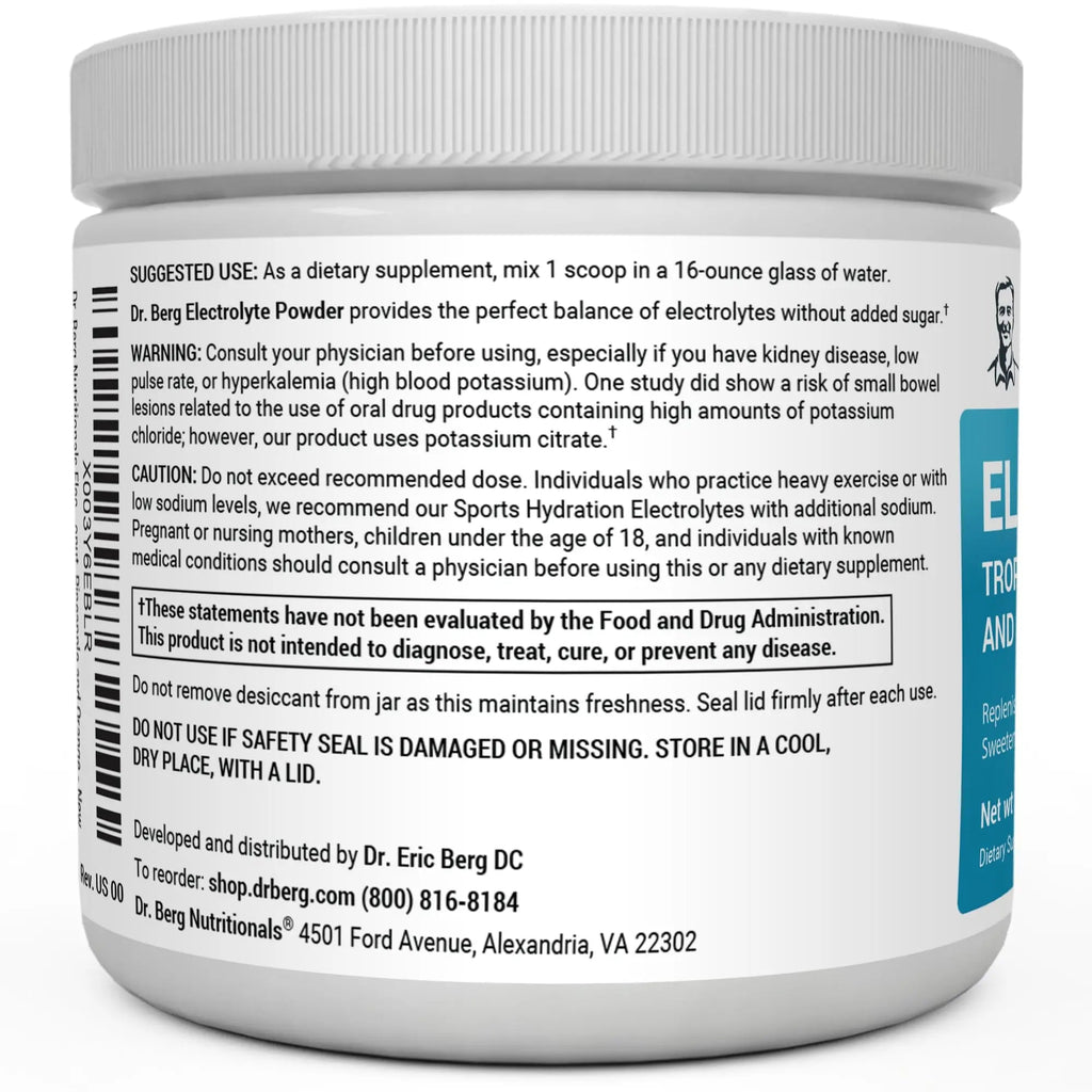 Dr. Berg Hydration Keto Electrolyte Powder - Enhanced w/ 1,000mg of Potassium - TrustMedUSA