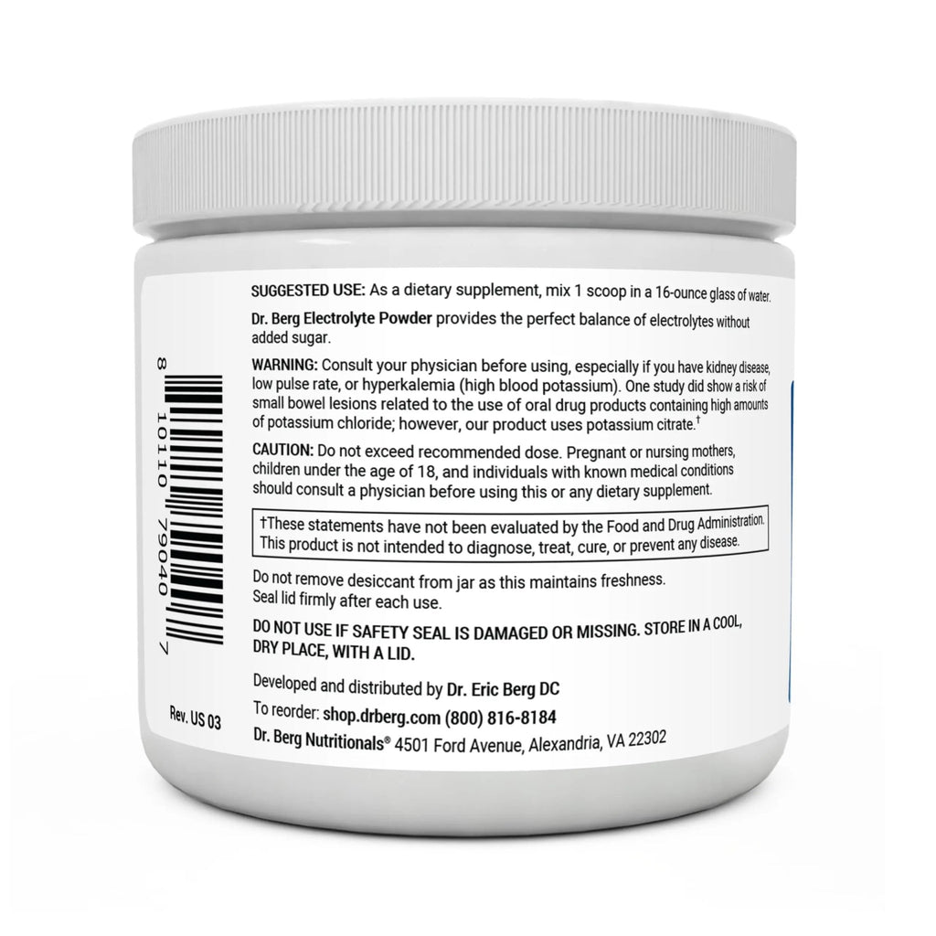 Dr. Berg Hydration Keto Electrolyte Powder - Enhanced w/ 1,000mg of Potassium - TrustMedUSA