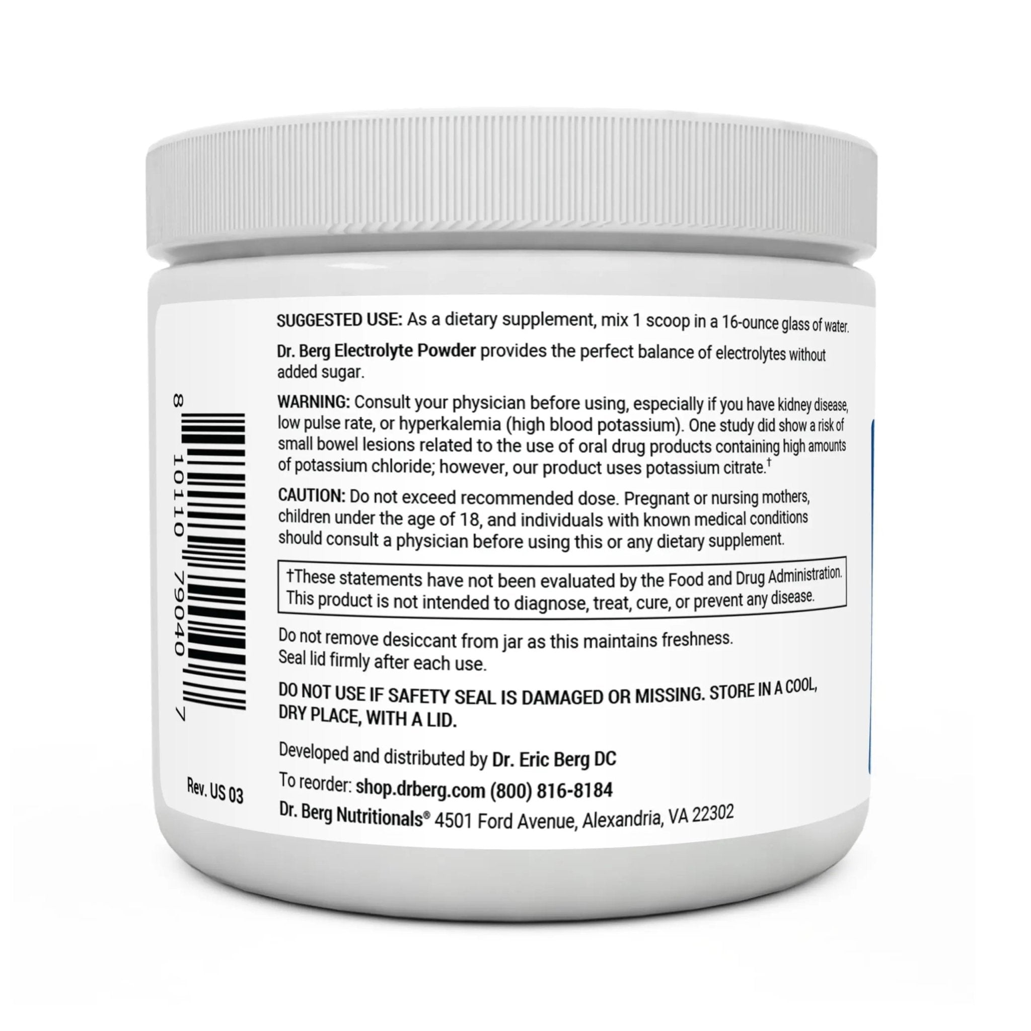 Dr. Berg Hydration Keto Electrolyte Powder - Enhanced w/ 1,000mg of Potassium - TrustMedUSA