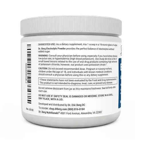 Dr. Berg Hydration Keto Electrolyte Powder - Enhanced w/ 1,000mg of Potassium & Real - TrustMedUSA
