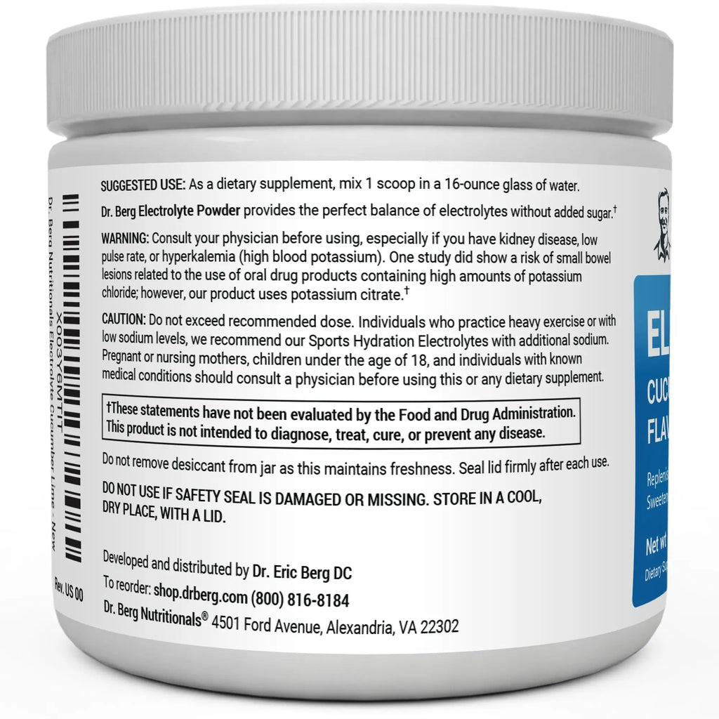 Dr. Berg Hydration Keto Electrolyte Powder - Enhanced w/ 1,000mg of Potassium & Real - TrustMedUSA