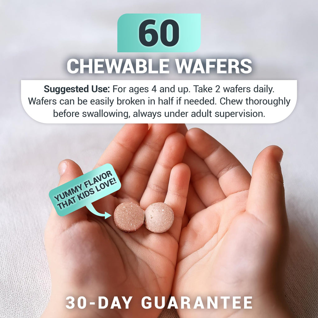 Dr. Berg Kids Chewable Multivitamins (NOT Sweetened w/Sugar) - Daily Multivitamin for Kids that Includes 20 Nutrients & Trace Mineral Complex - Mixed Berry Chewable Vitamins for Kid - Red Wafers - TrustMedUSA