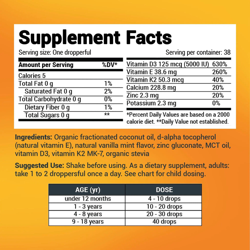Dr. Berg Liquid Vitamin D3 & K2 Supplement - For Bone, Teeth, Mood & Immune Health - TrustMedUSA