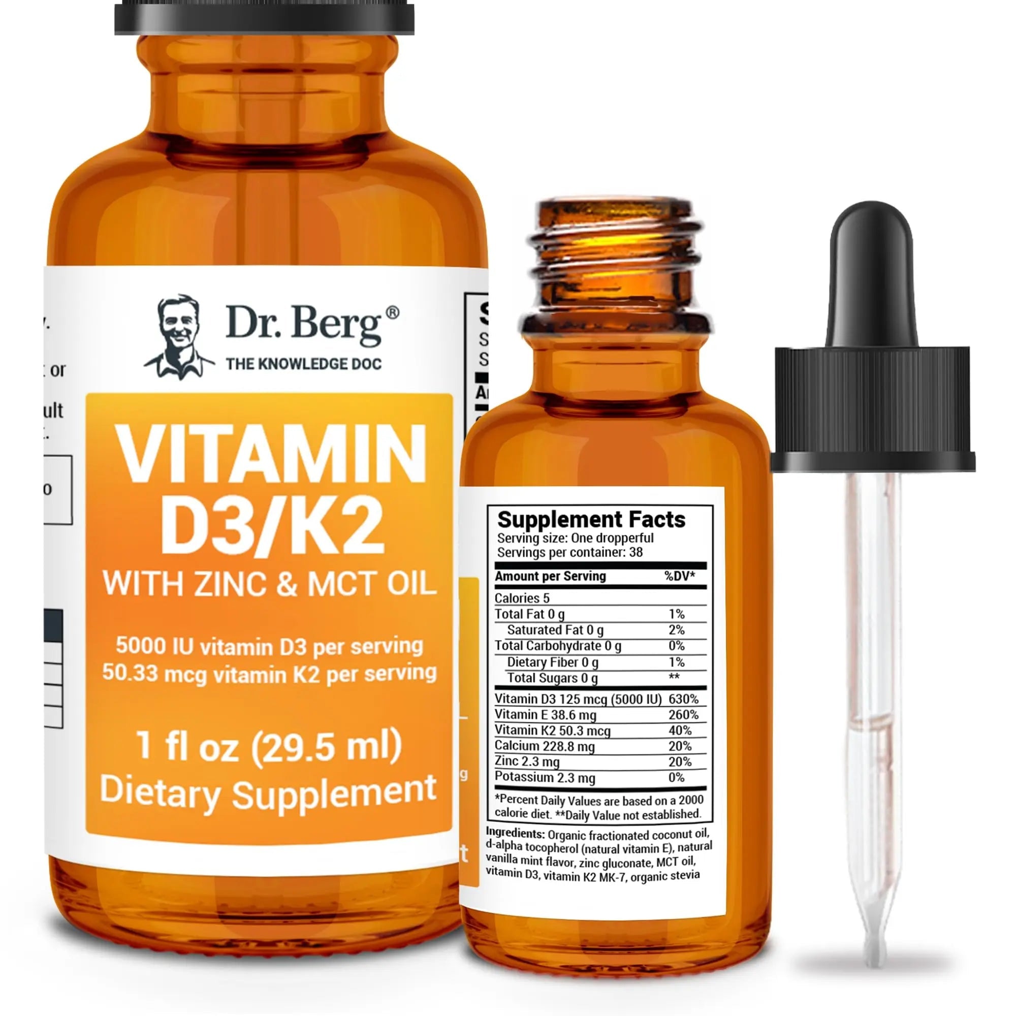 Dr. Berg Liquid Vitamin D3 & K2 Supplement - For Bone, Teeth, Mood & Immune Health - TrustMedUSA