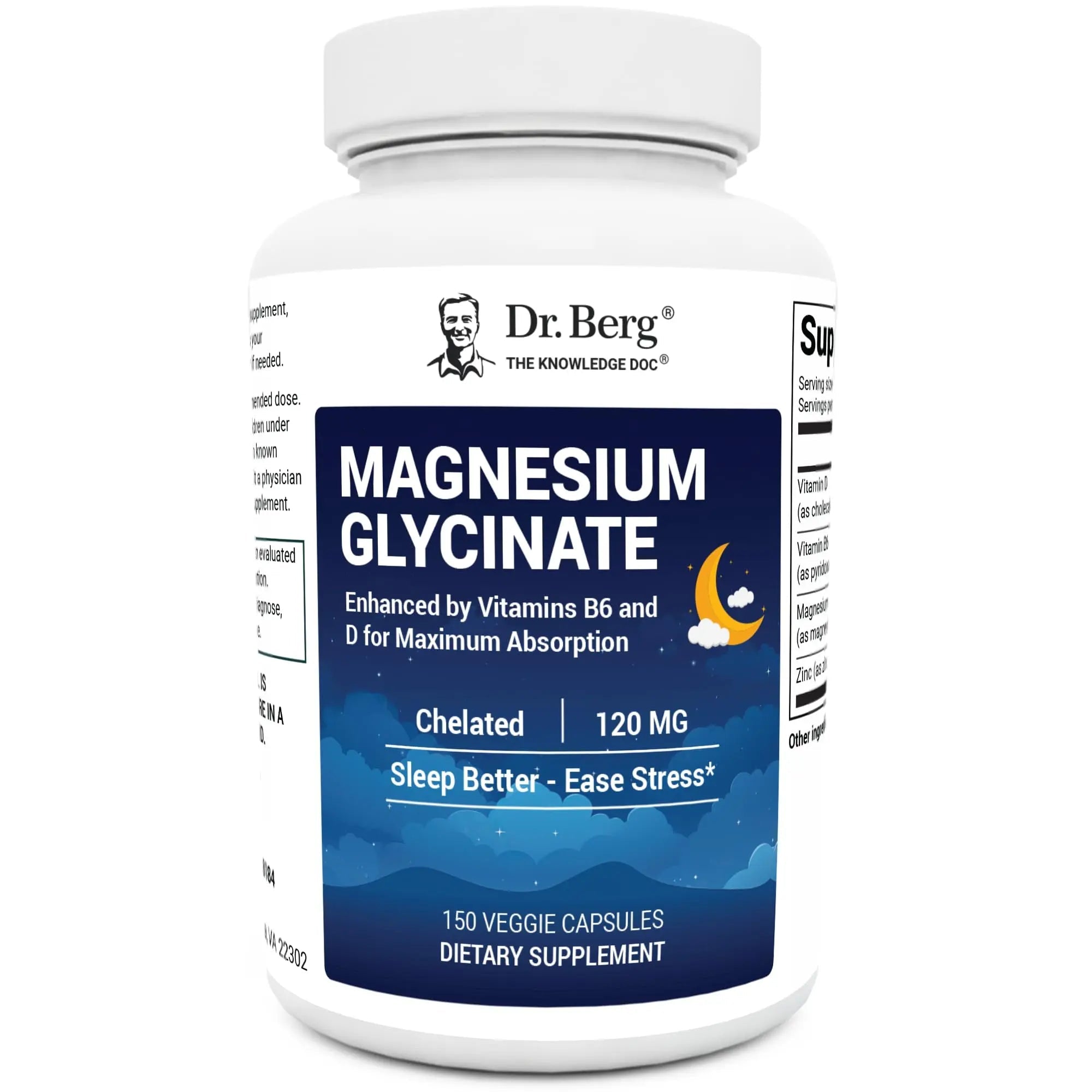 Dr. Berg Magnesium Glycinate 150ct – 4-in-1 Chelated for Muscle, Nerve, Sleep & Stress Support*– w/ D3, B6 & Zinc – 4X Lab-Tested – No Fillers – Formulated in USA, GMP-Certified - TrustMedUSA