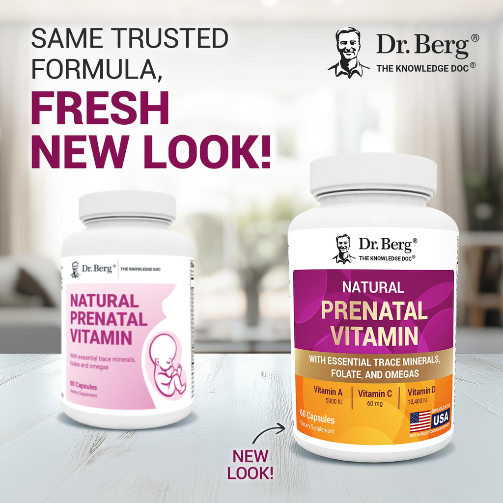 Dr. Berg Natural Prenatal Vitamins for Women (Pregnant & Nursing) - Prenatal Vitamins with Folate, Vitamins, Minerals, Omegas, &11 Powerful Superfoods - Womens Prenatal Multivitamin - 60 Capsules - TrustMedUSA