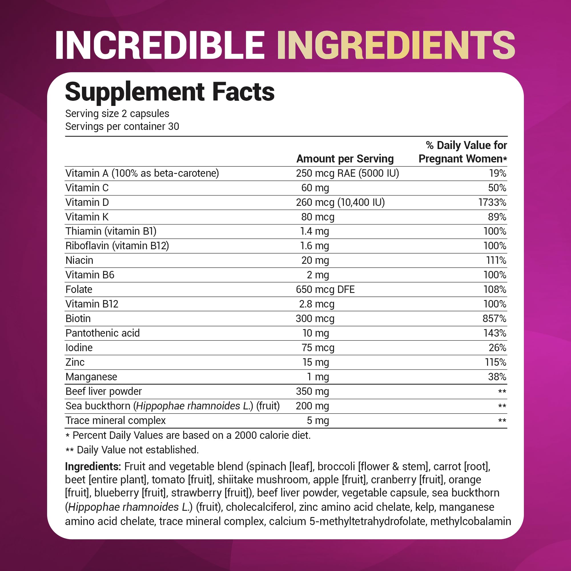 Dr. Berg Natural Prenatal Vitamins for Women (Pregnant & Nursing) - Prenatal Vitamins with Folate, Vitamins, Minerals, Omegas, &11 Powerful Superfoods - Womens Prenatal Multivitamin - 60 Capsules - TrustMedUSA
