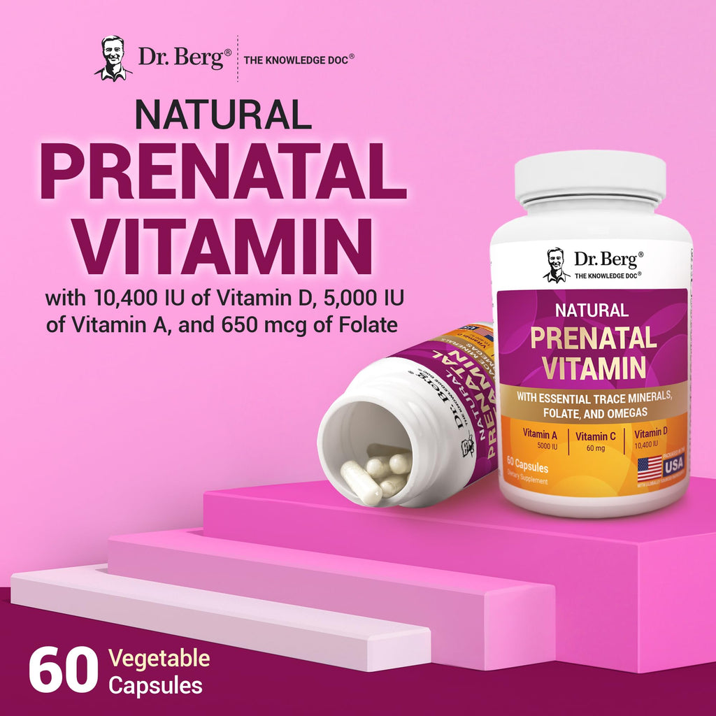 Dr. Berg Natural Prenatal Vitamins for Women (Pregnant & Nursing) - Prenatal Vitamins with Folate, Vitamins, Minerals, Omegas, &11 Powerful Superfoods - Womens Prenatal Multivitamin - 60 Capsules - TrustMedUSA