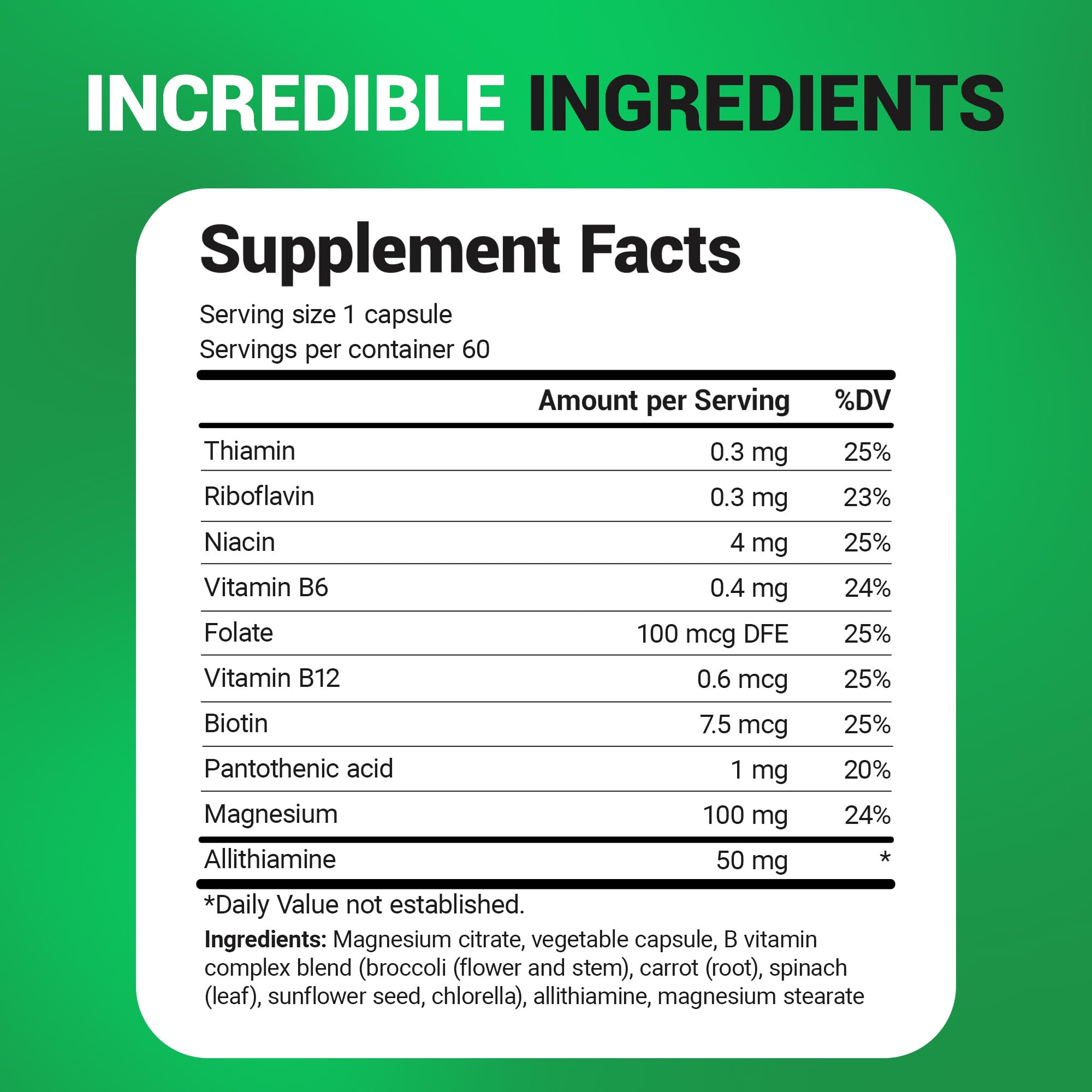 Dr. Berg Natural Vitamin B1 B6 B12 Complex - Allithiamine Vitamin B1 Supplement with 8 Essential Vitamin B Complex for Men & Women Including Thiamin, Niacin, Folate, Magnesium & More - 60 Capsules - TrustMedUSA