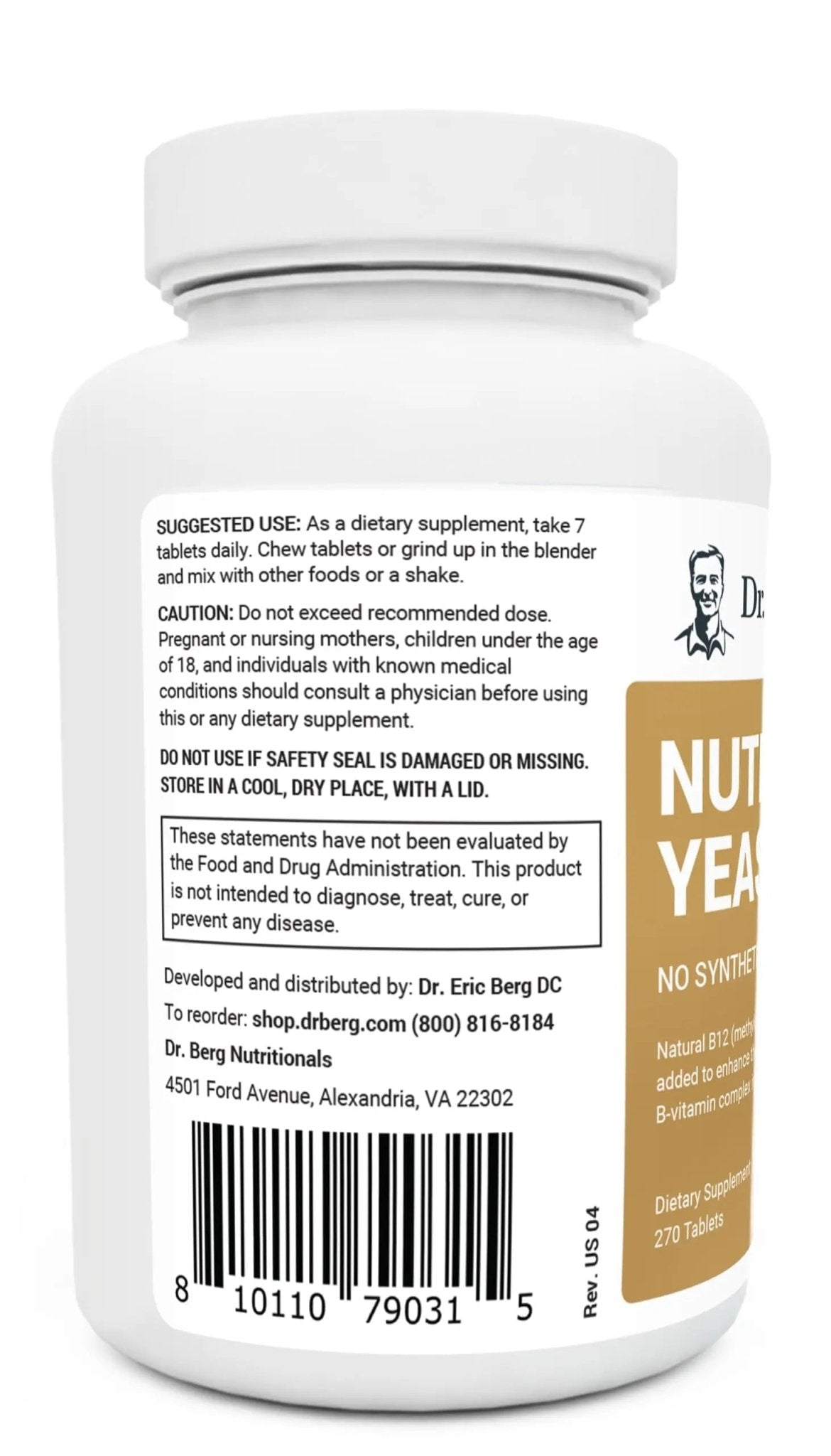 Dr. Berg Nutritional Yeast Tablets – Natural B12 Added - All 8 B Vitamin Complex – Organic - TrustMedUSA