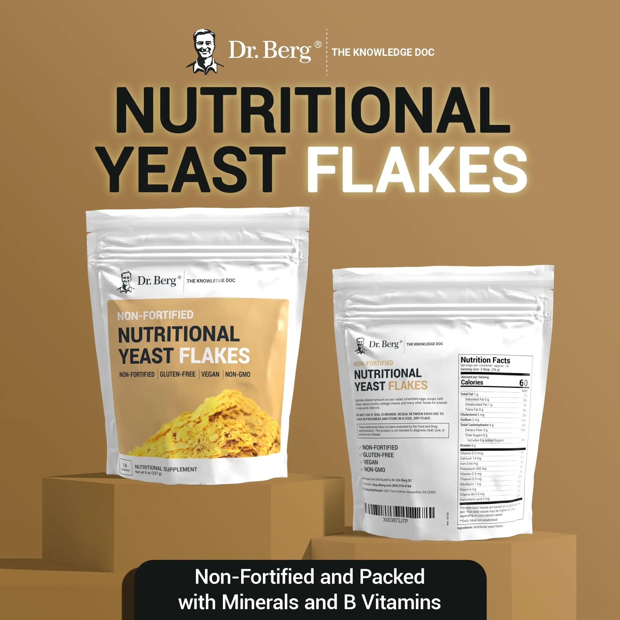 Dr. Berg Premium Nutritional Yeast Flakes - Delicious Non-Fortified Nutritional Yeast - TrustMedUSA