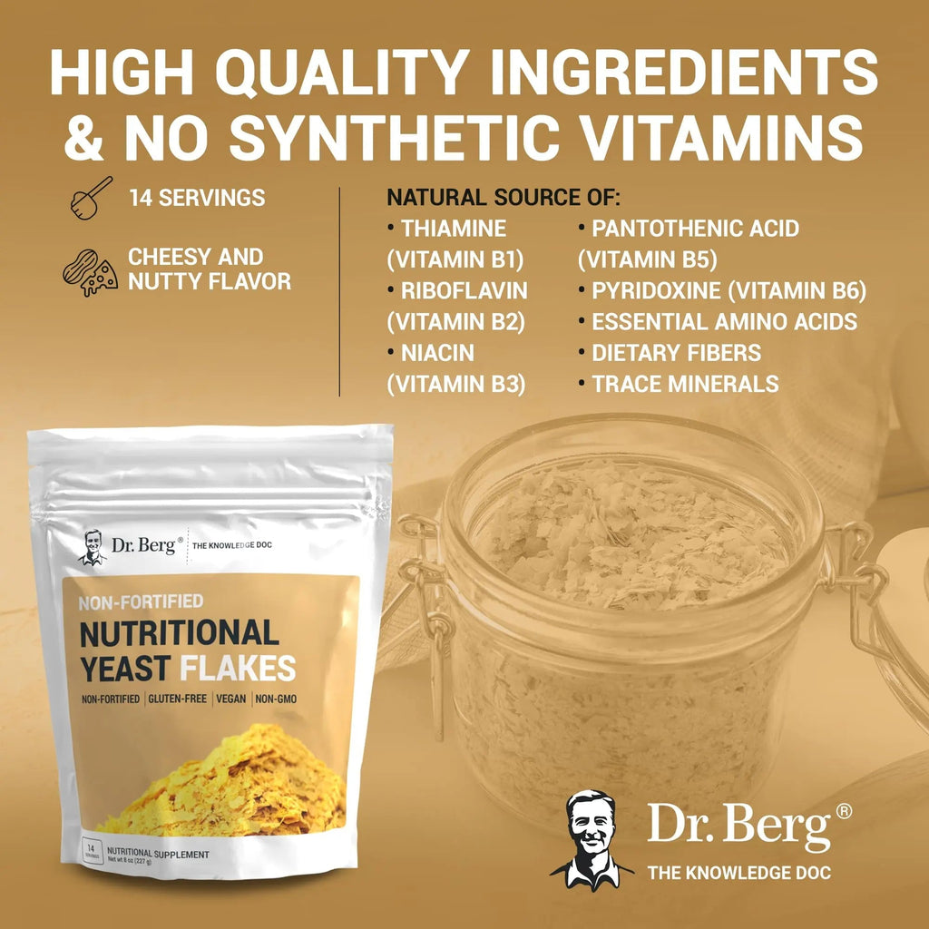 Dr. Berg Premium Nutritional Yeast Flakes - Delicious Non-Fortified Nutritional Yeast - TrustMedUSA