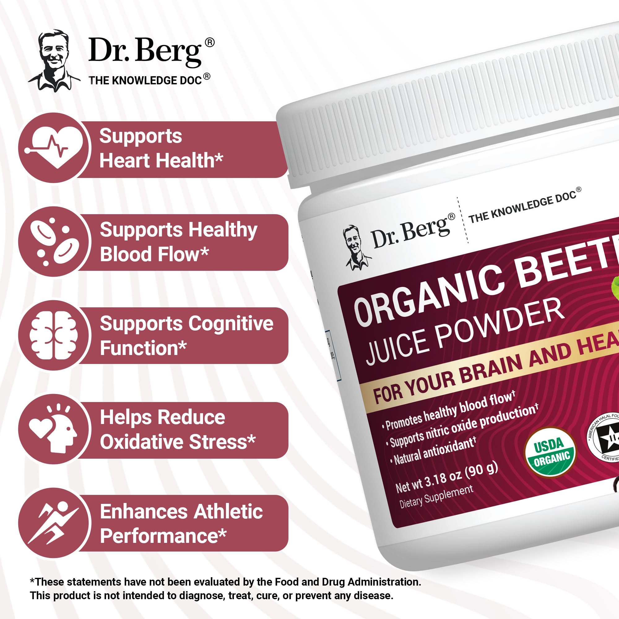 Dr. Berg Raw Organic Beet Powder from Real Earth-Grown Beets – USDA Certified Organic Beet Root Powder to Support Nitric Oxide Levels, Energy - TrustMedUSA