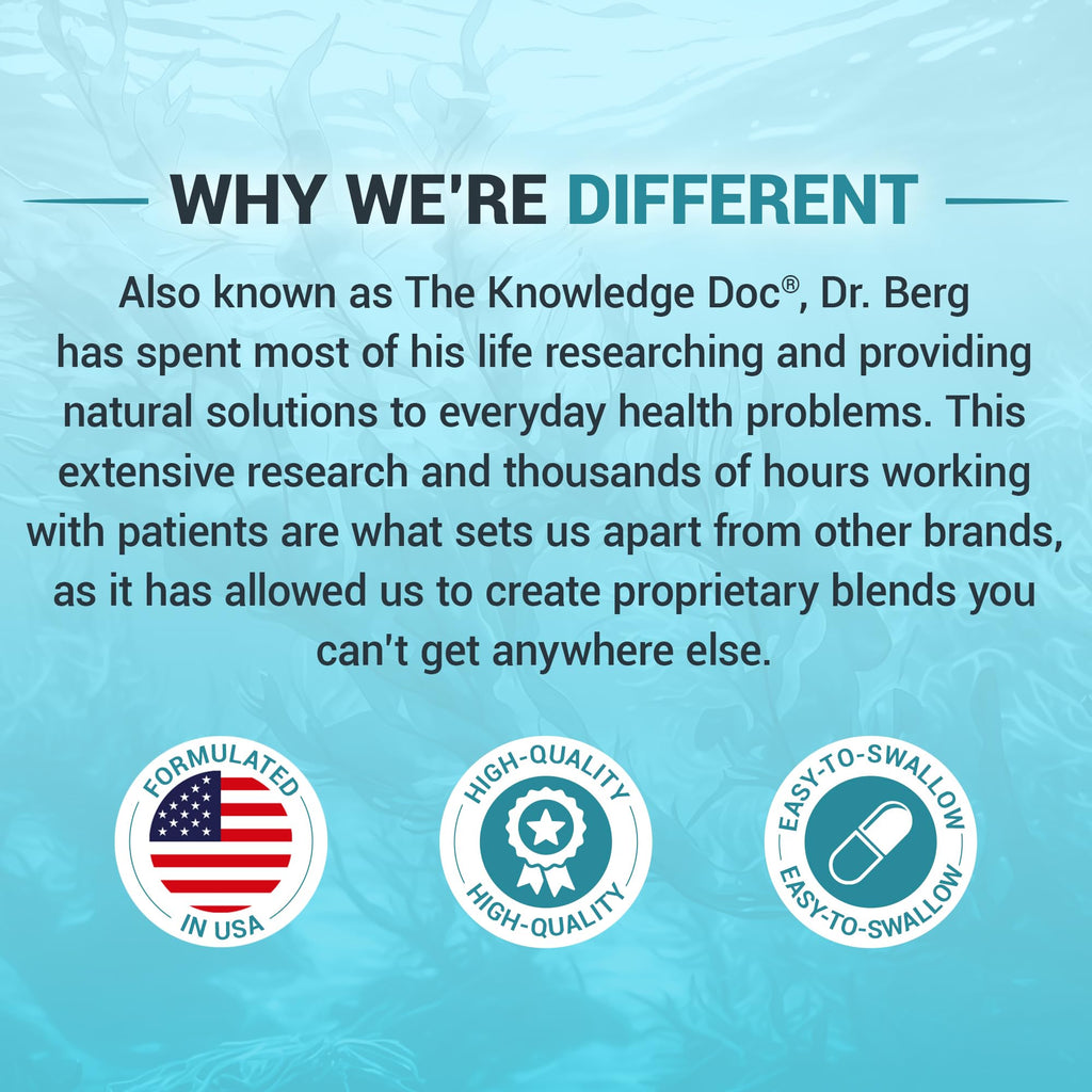 Dr. Berg Sea Kelp Enhanced Iodine - 200 mcg of Premium Iodine - Seaweed Blend Includes Klamath Blue-Green Algae & Sea Kelp - 90 Capsules - TrustMedUSA