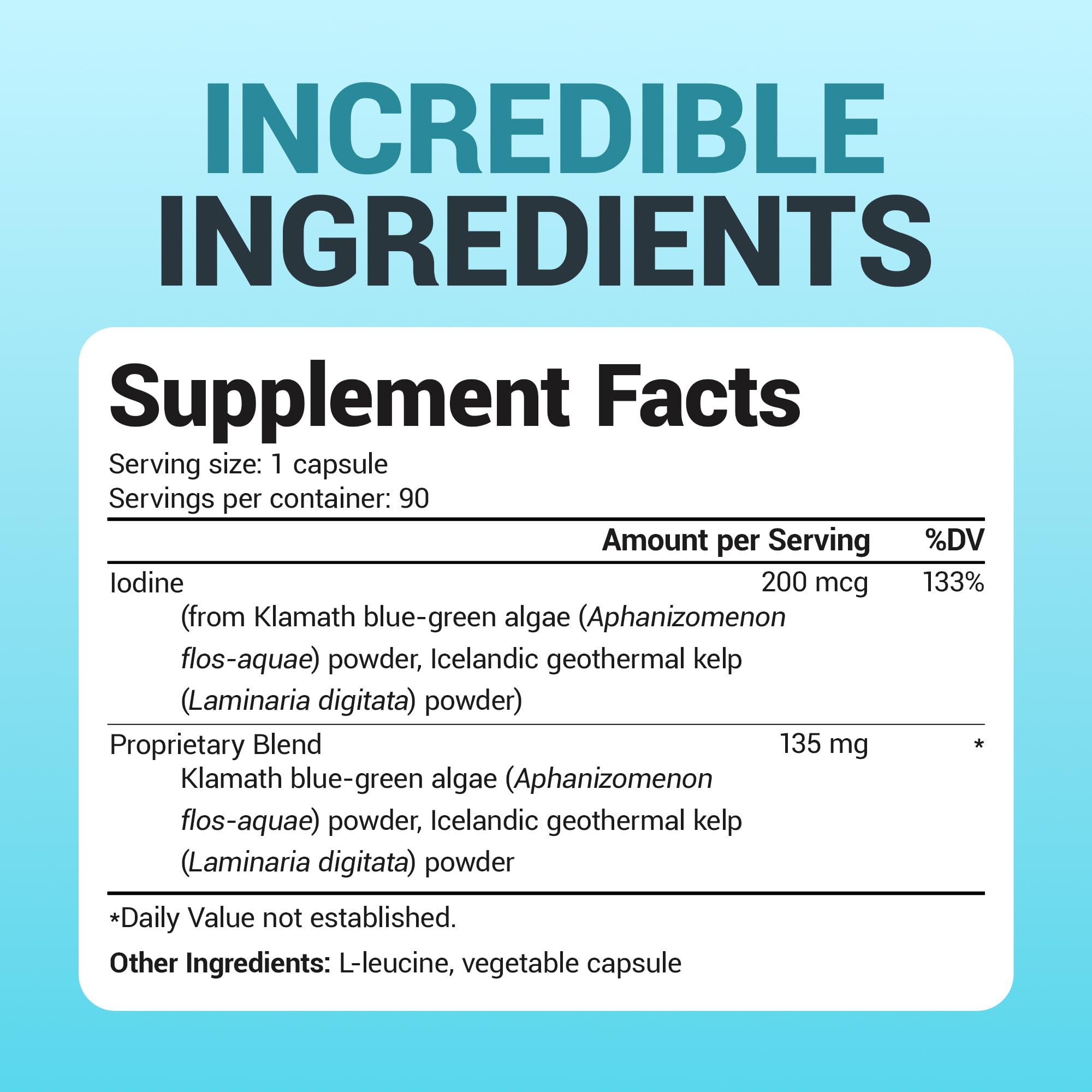 Dr. Berg Sea Kelp Enhanced Iodine - 200 mcg of Premium Iodine - Seaweed Blend Includes Klamath Blue-Green Algae & Sea Kelp - 90 Capsules - TrustMedUSA