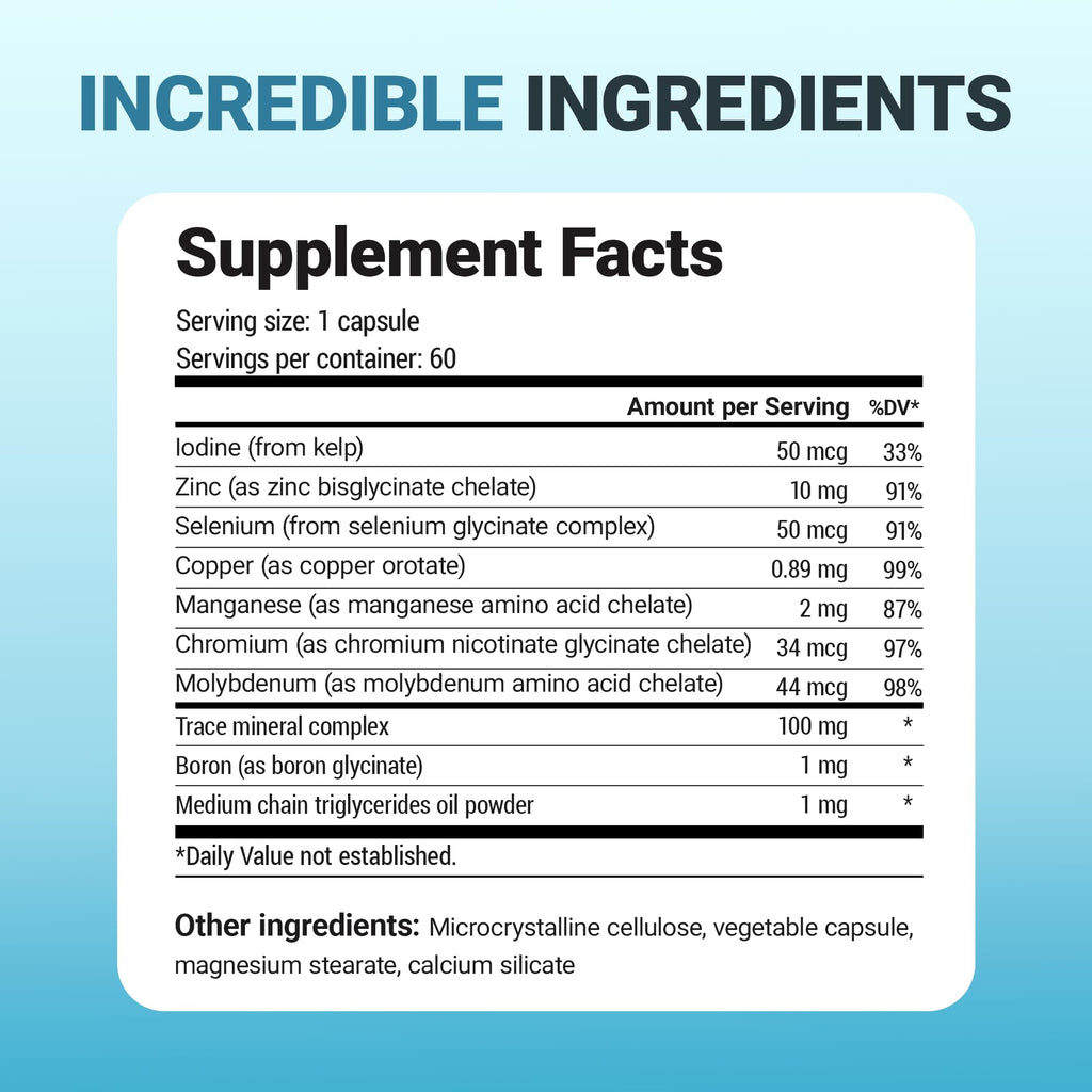 Dr. Berg Trace Minerals Enhanced Complex - Complete with 70+ Minerals Including 10 mg of Zinc - Dietary Supplement - 60 Capsules - TrustMedUSA
