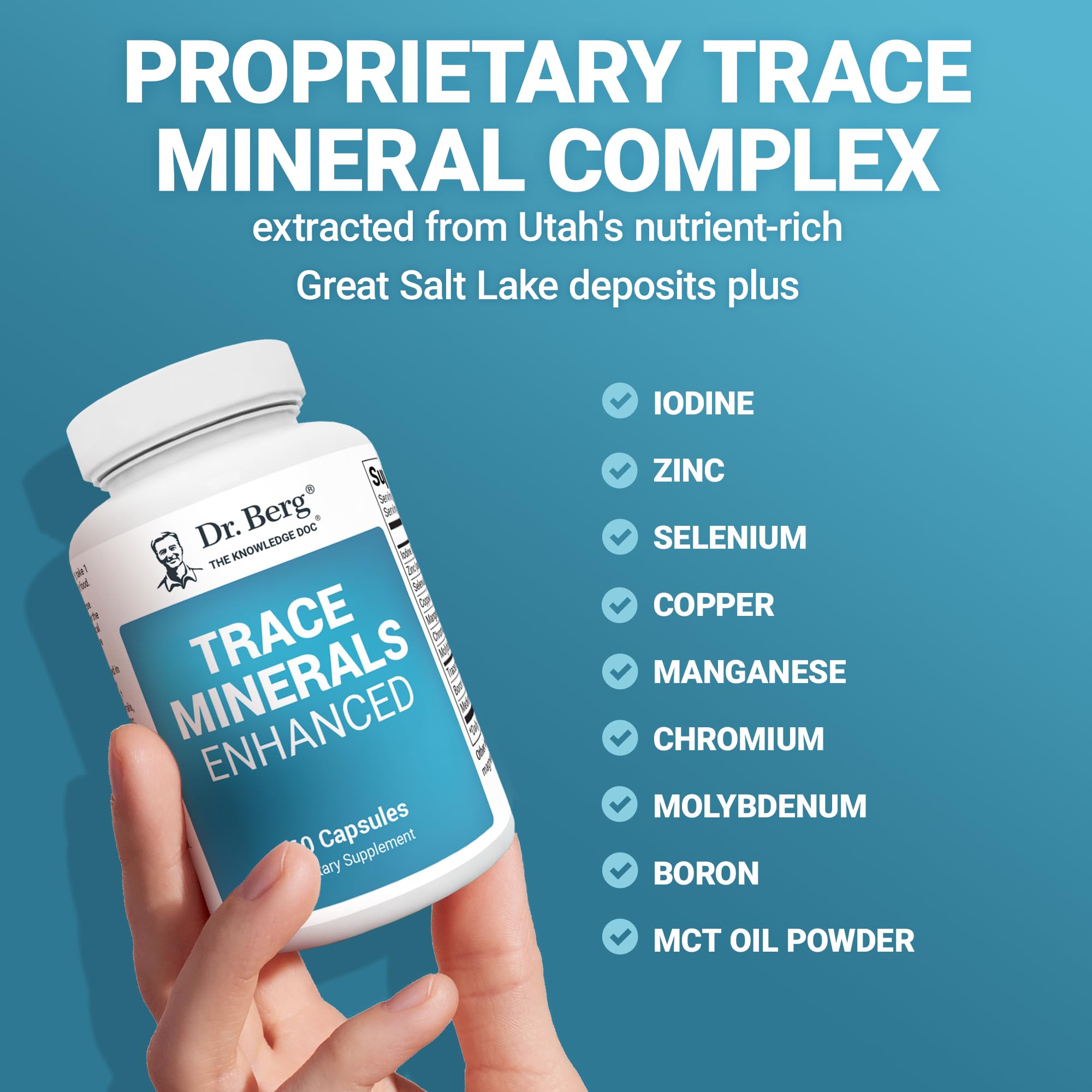 Dr. Berg Trace Minerals Enhanced Complex - Complete with 70+ Minerals Including 10 mg of Zinc - Dietary Supplement - 60 Capsules - TrustMedUSA