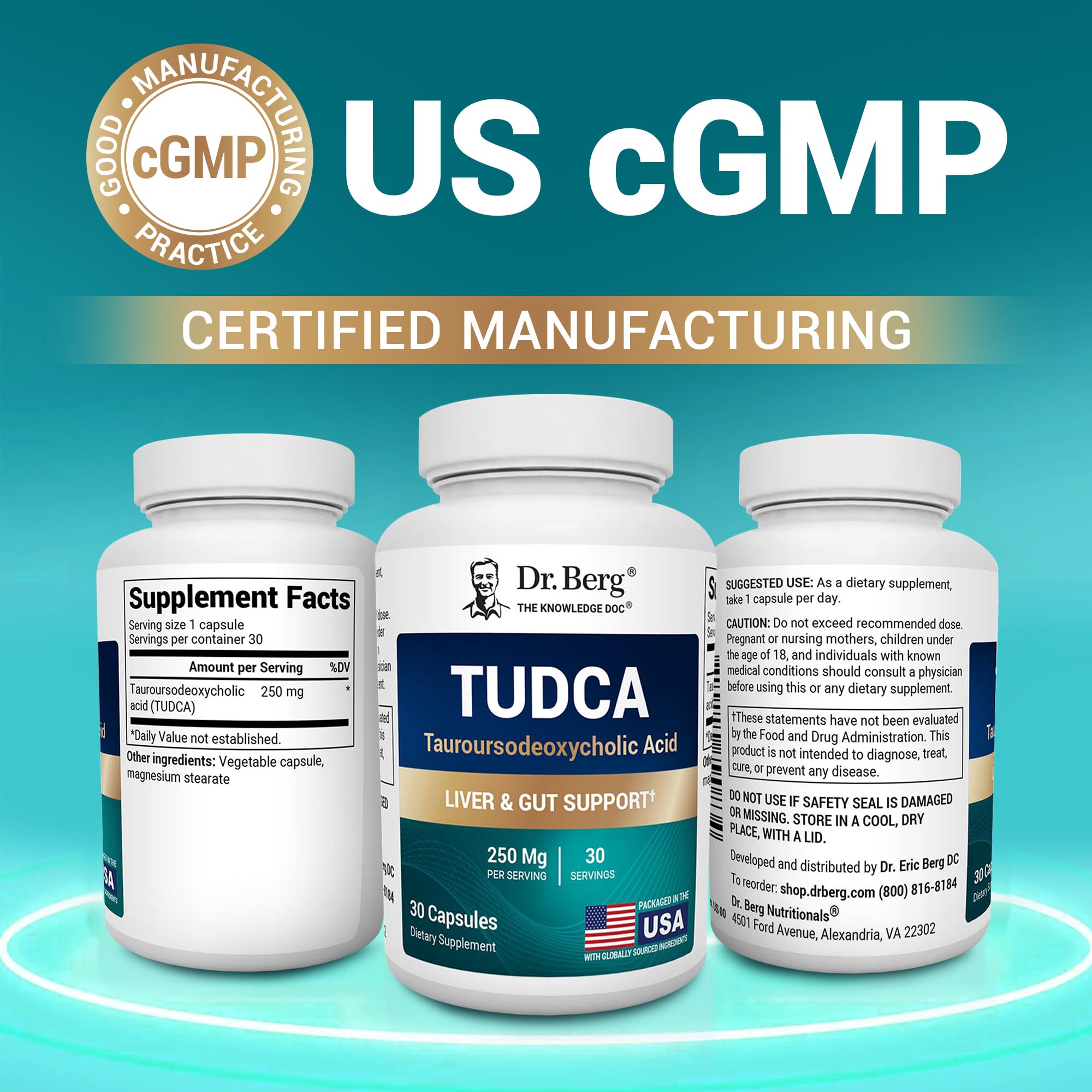 Dr. Berg TUDCA Supplement (Tauroursodeoxycholic Acid) - Powerful Formula for Liver Health, Bile Flow, Gallbladder Support - TrustMedUSA