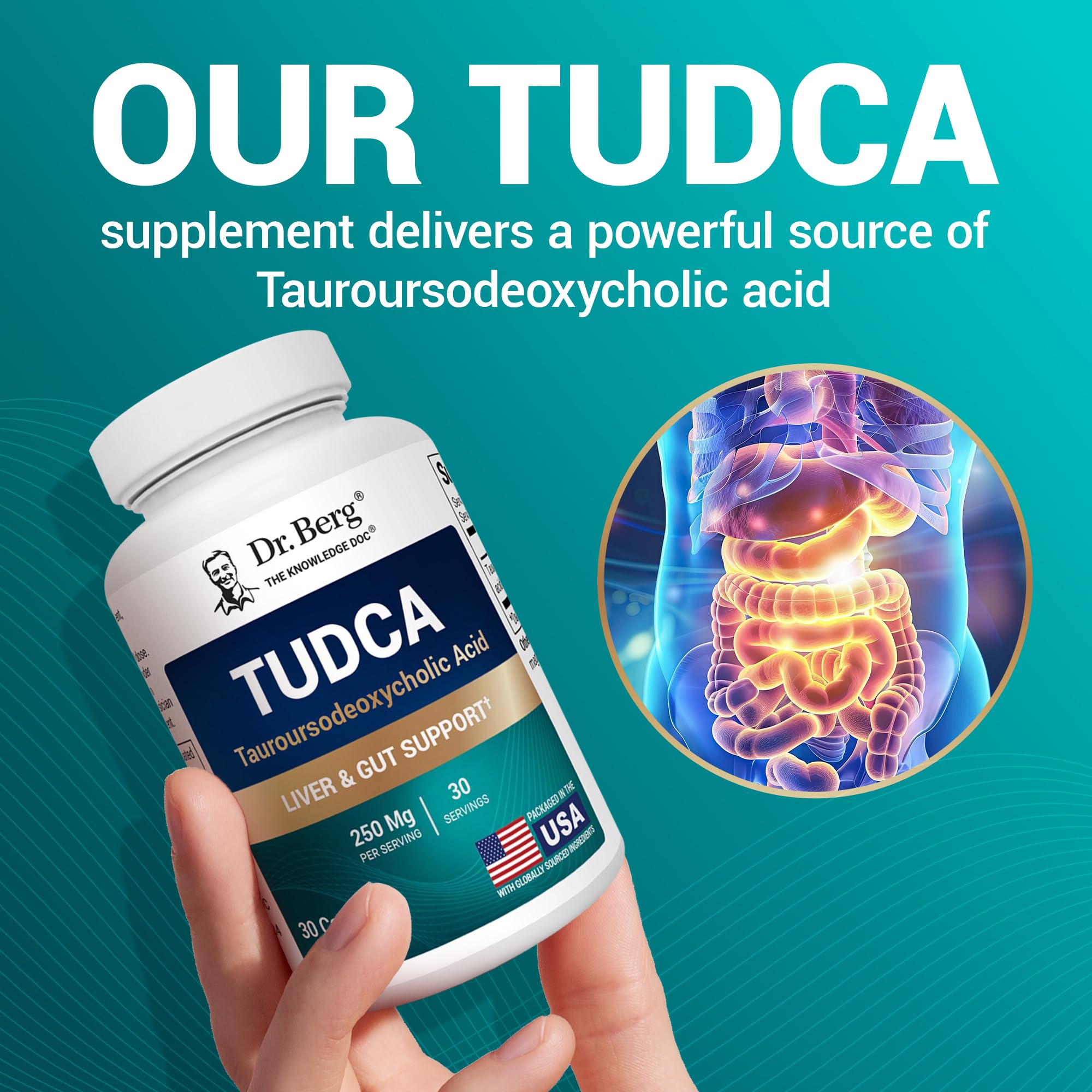 Dr. Berg TUDCA Supplement (Tauroursodeoxycholic Acid) - Powerful Formula for Liver Health, Bile Flow, Gallbladder Support - TrustMedUSA