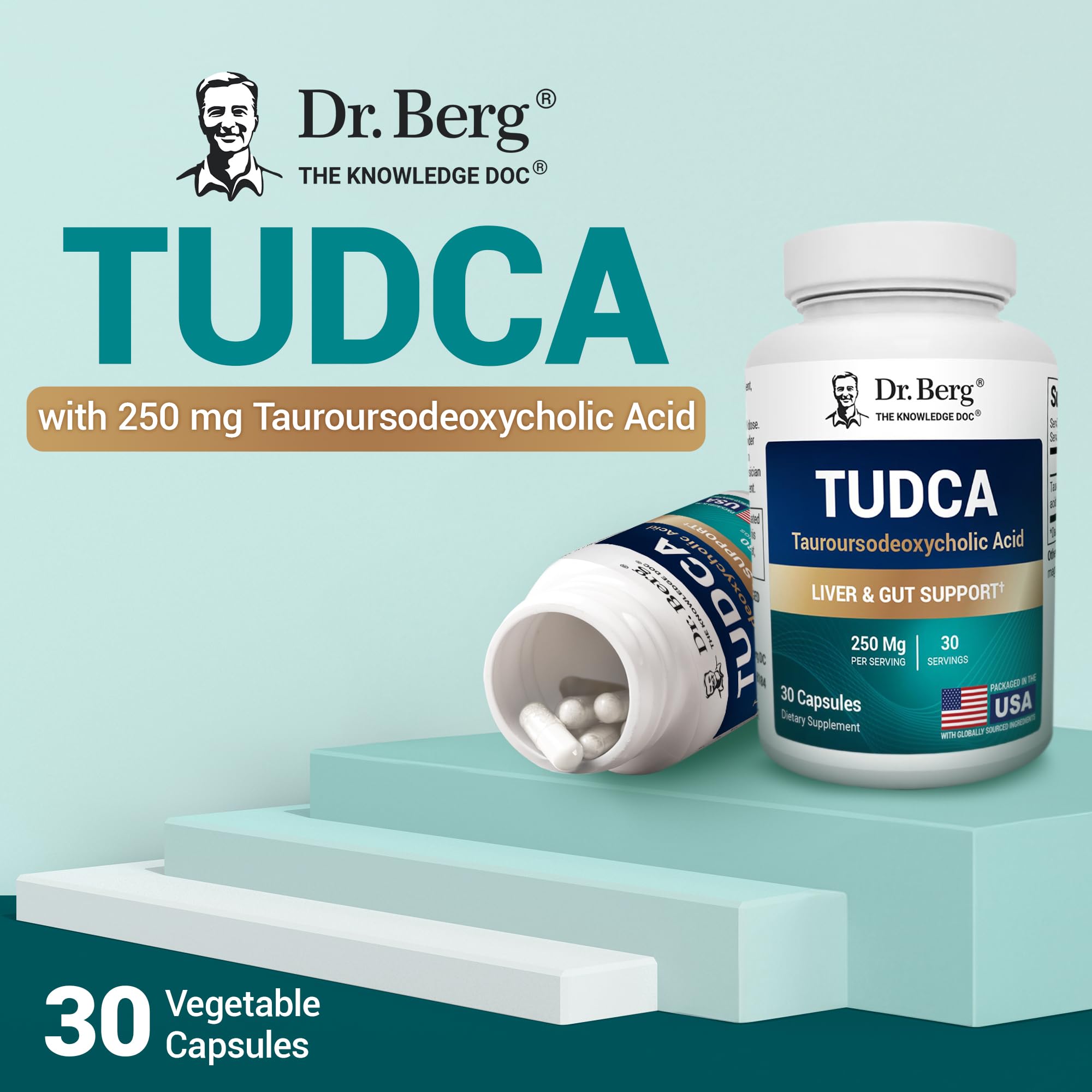 Dr. Berg TUDCA Supplement (Tauroursodeoxycholic Acid) - Powerful Formula for Liver Health, Bile Flow, Gallbladder Support - TrustMedUSA