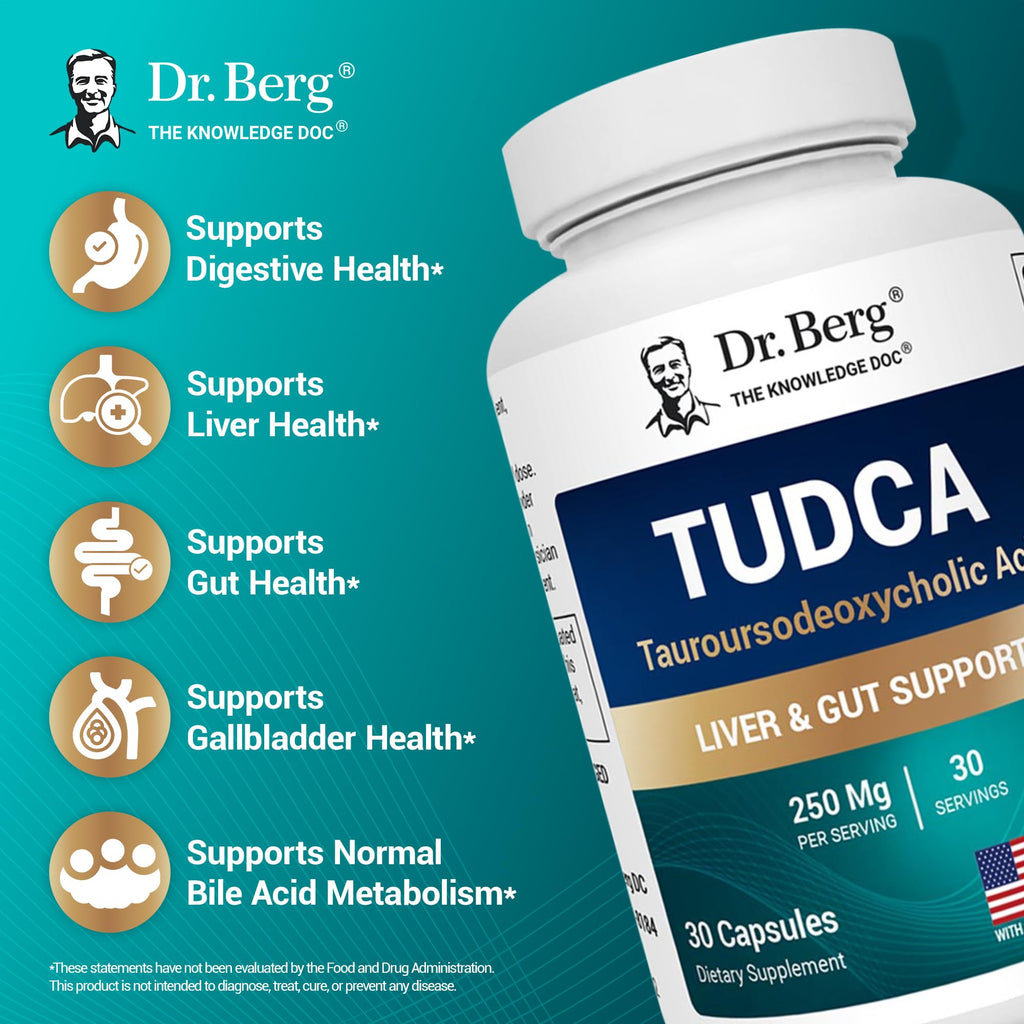 Dr. Berg TUDCA Supplement (Tauroursodeoxycholic Acid) - Powerful Formula for Liver Health, Bile Flow, Gallbladder Support - TrustMedUSA
