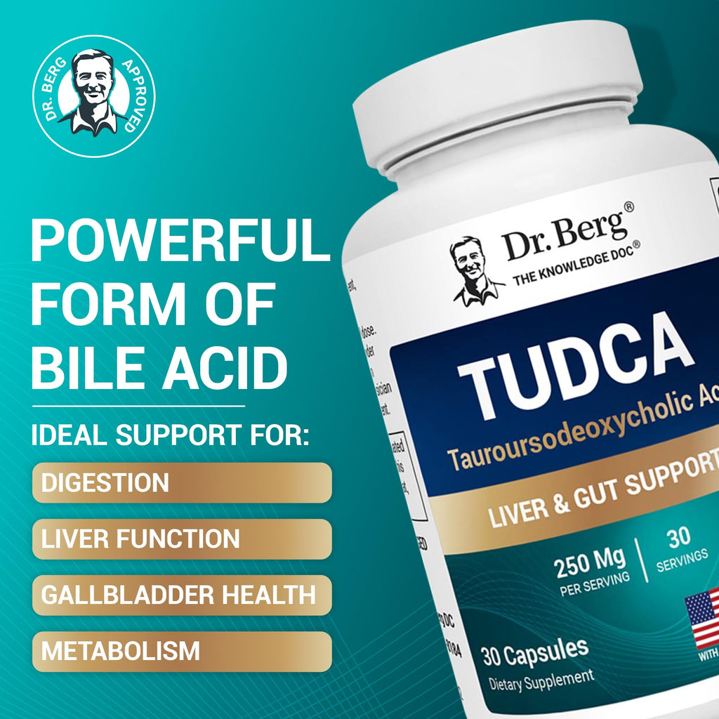 Dr. Berg TUDCA Supplement (Tauroursodeoxycholic Acid) - Powerful Formula for Liver Health, Bile Flow, Gallbladder Support - TrustMedUSA