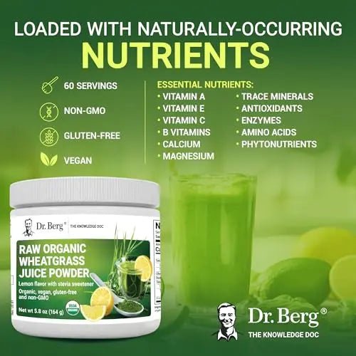 Dr. Berg USDA Certified Organic Green Powder Superfood (60 Servings) - Made with Raw - TrustMedUSA
