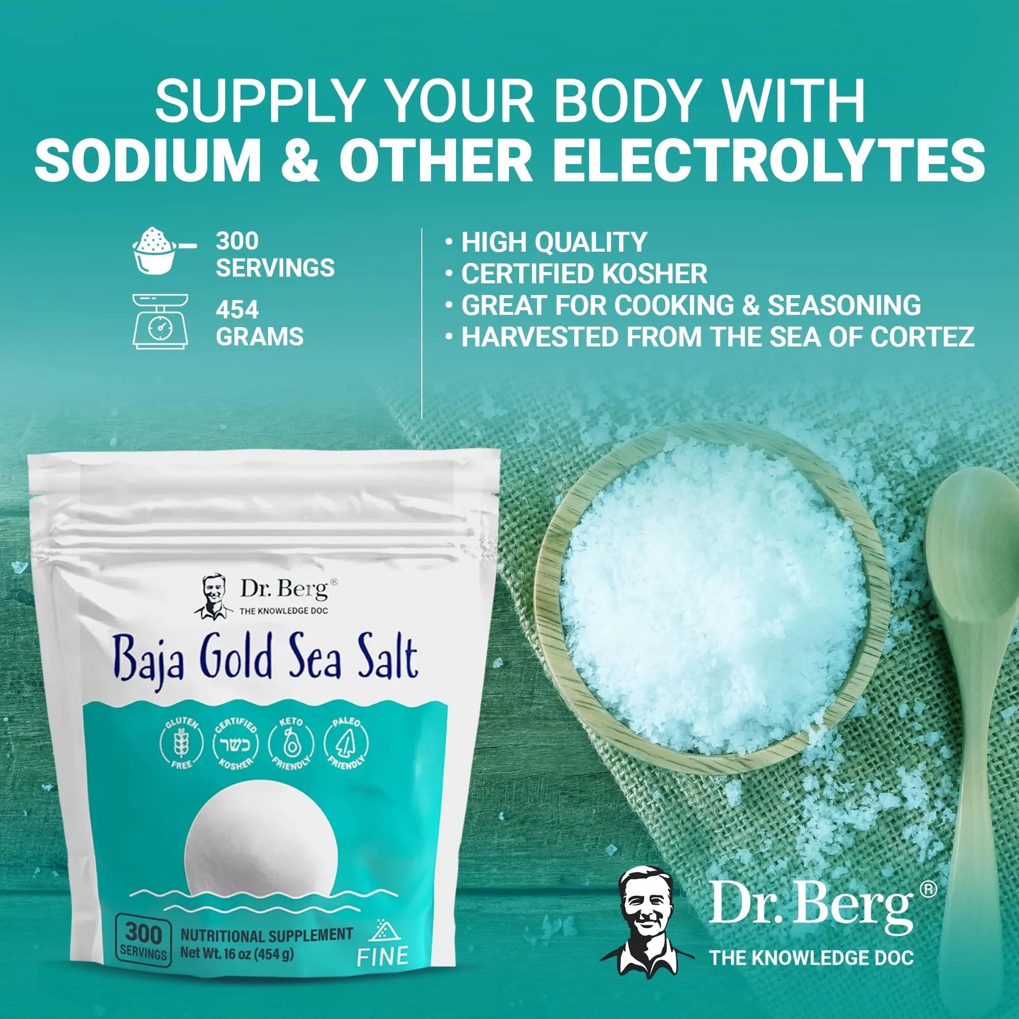 Dr. Berg's Baja Gold Sea Salt Organic - Natures Fine Sea Salt Support For Hydration - TrustMedUSA