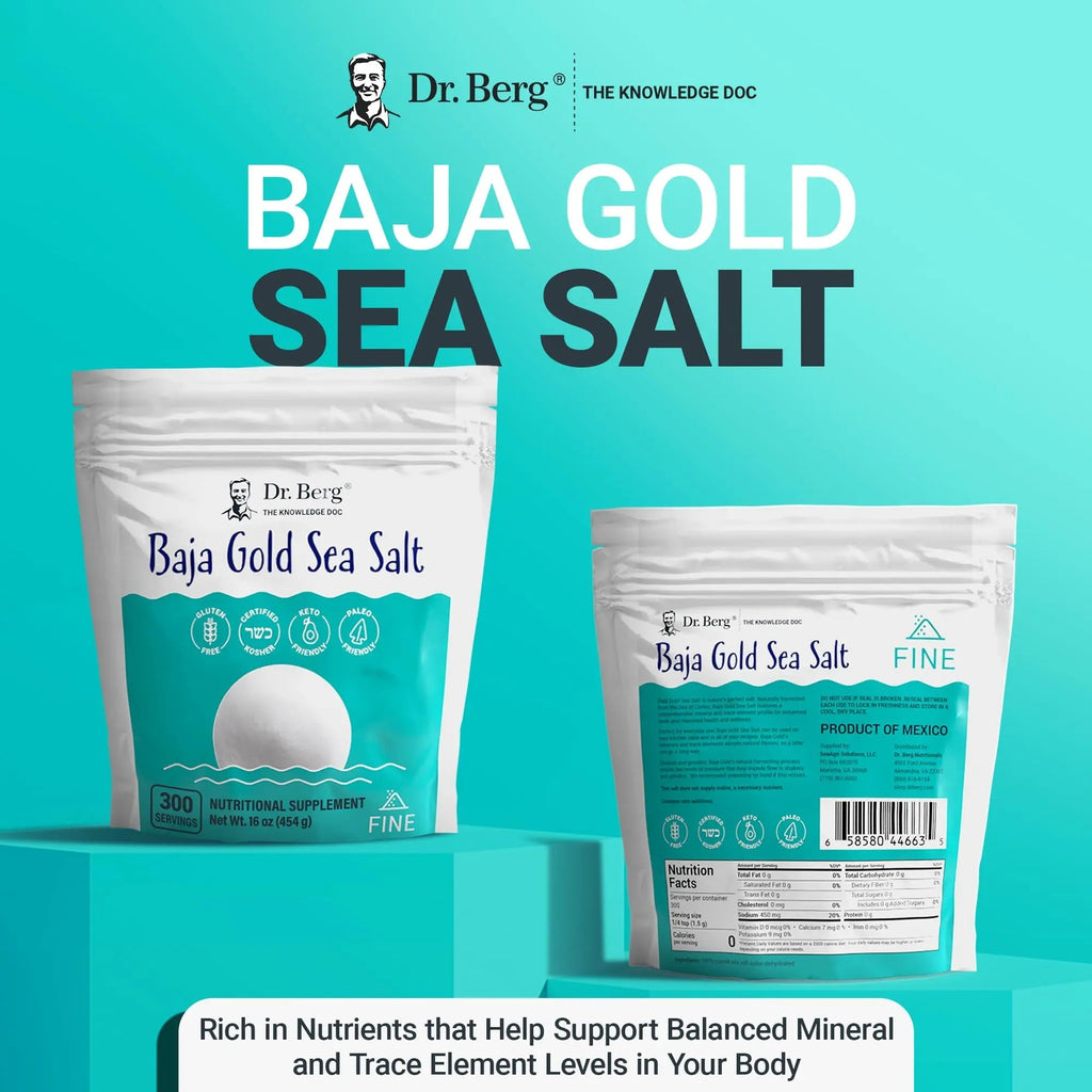 Dr. Berg's Baja Gold Sea Salt Organic - Natures Fine Sea Salt Support For Hydration - TrustMedUSA