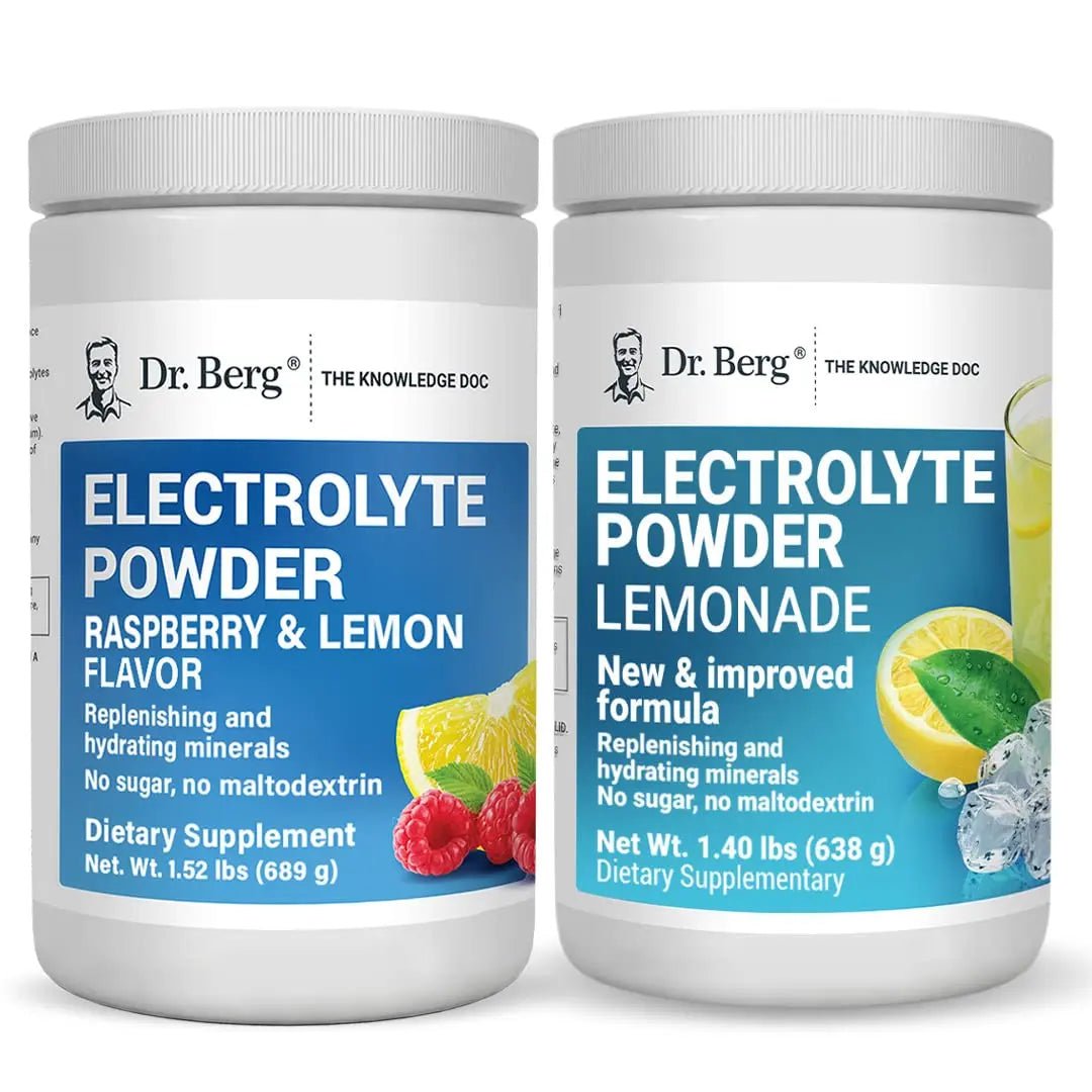 Dr. Berg's Electrolyte Powder 100 Servings Bundle - Raspberry Lemon & Lemonade - TrustMedUSA