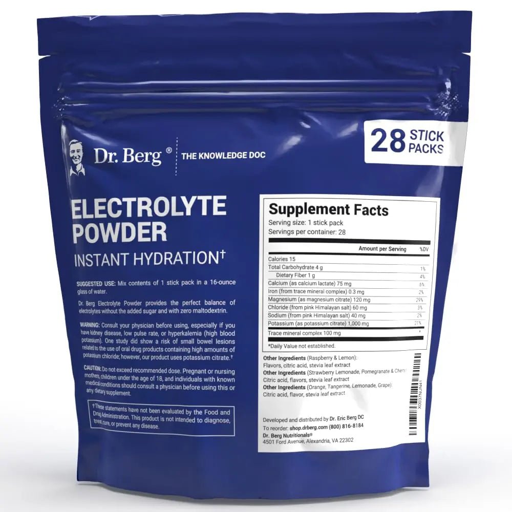 Dr. Berg's Electrolytes Powder Packets - Travel Size Hydration Electrolyte Drink Mix - TrustMedUSA