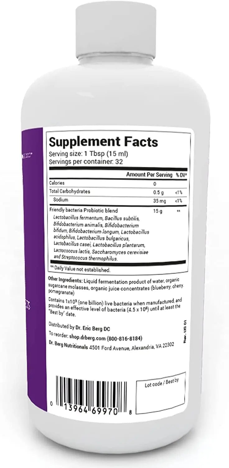 Dr. Berg's Friendly Probiotic Liquid Supplement Drink Mix w/ 12 Live Probiotics Strains - TrustMedUSA