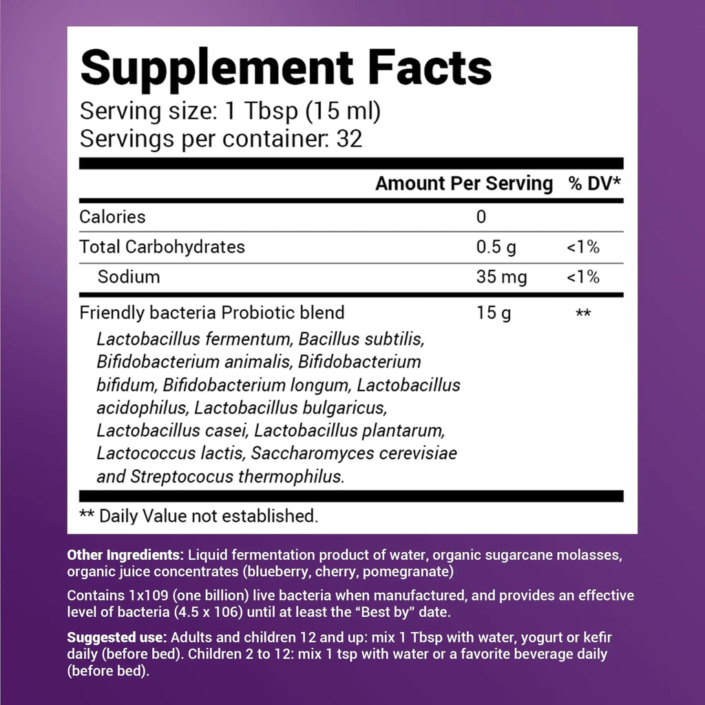 Dr. Berg's Friendly Probiotic Liquid Supplement Drink Mix w/ 12 Live Probiotics Strains - TrustMedUSA