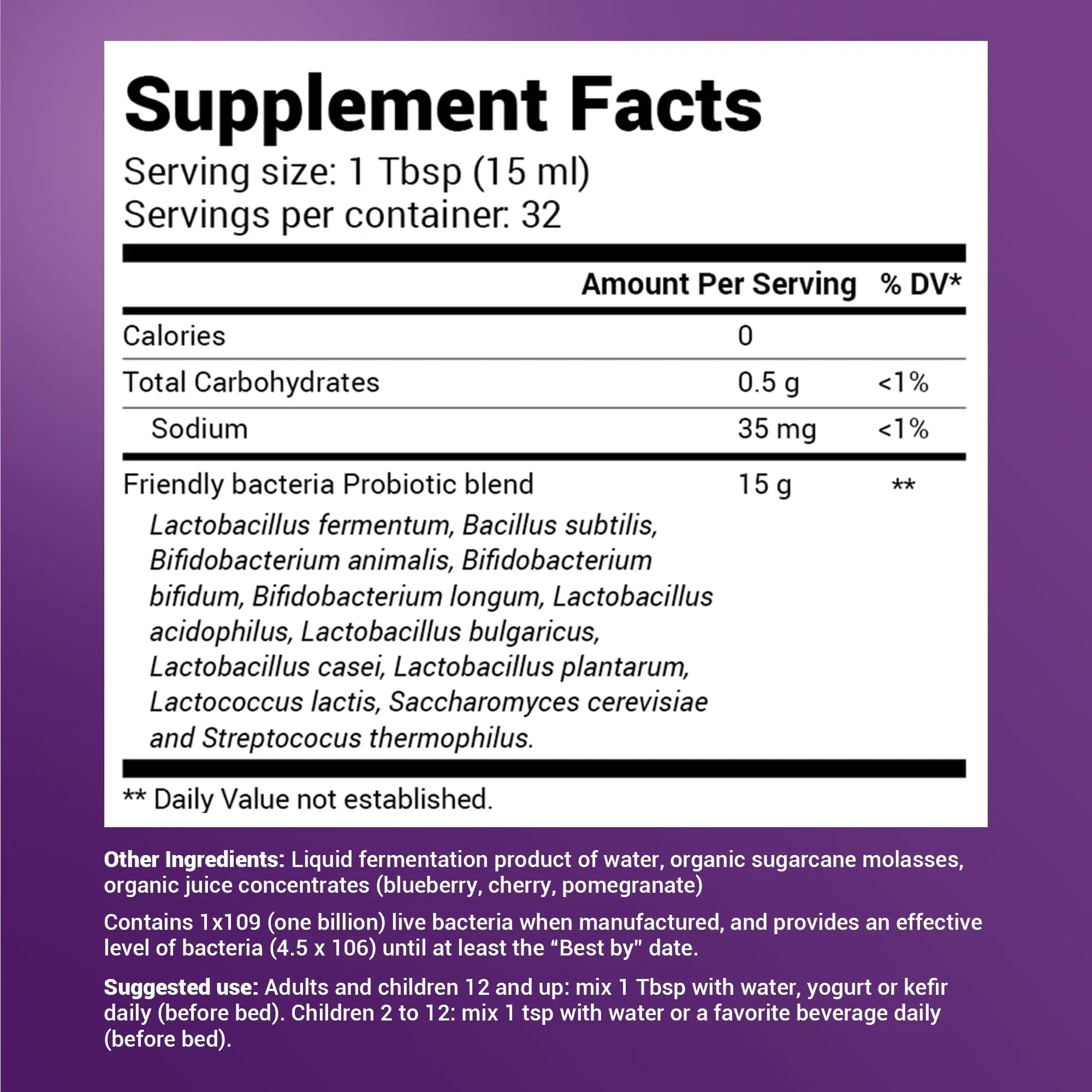 Dr. Berg's Friendly Probiotic Liquid Supplement Drink Mix w/ 12 Live Probiotics Strains - TrustMedUSA