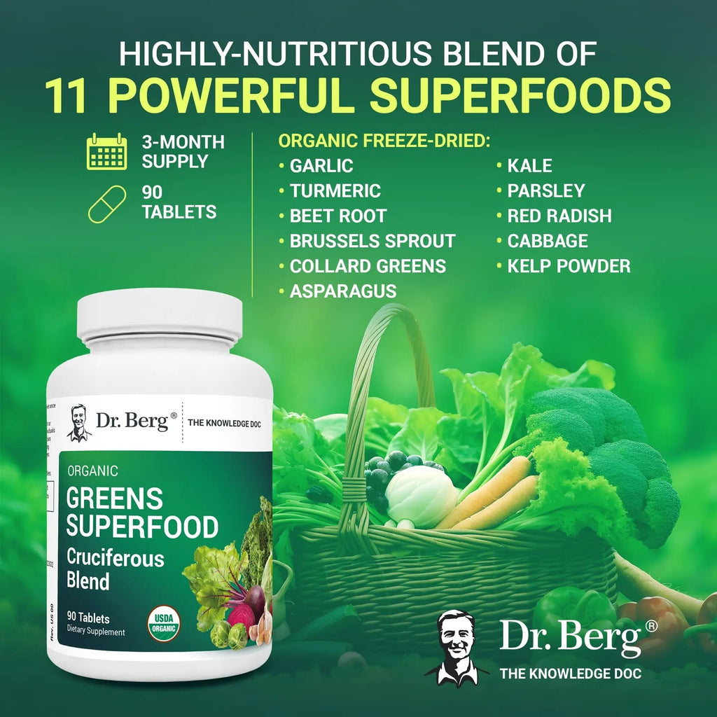 Dr. Berg's Greens Superfood Cruciferous Vegetable Tablets - Vegetable Supplements - TrustMedUSA