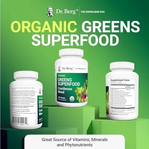 Dr. Berg's Greens Superfood Cruciferous Vegetable Tablets - Vegetable Supplements - TrustMedUSA