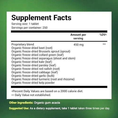 Dr. Berg's Greens Superfood Cruciferous Vegetable Tablets - Vegetable Supplements - TrustMedUSA