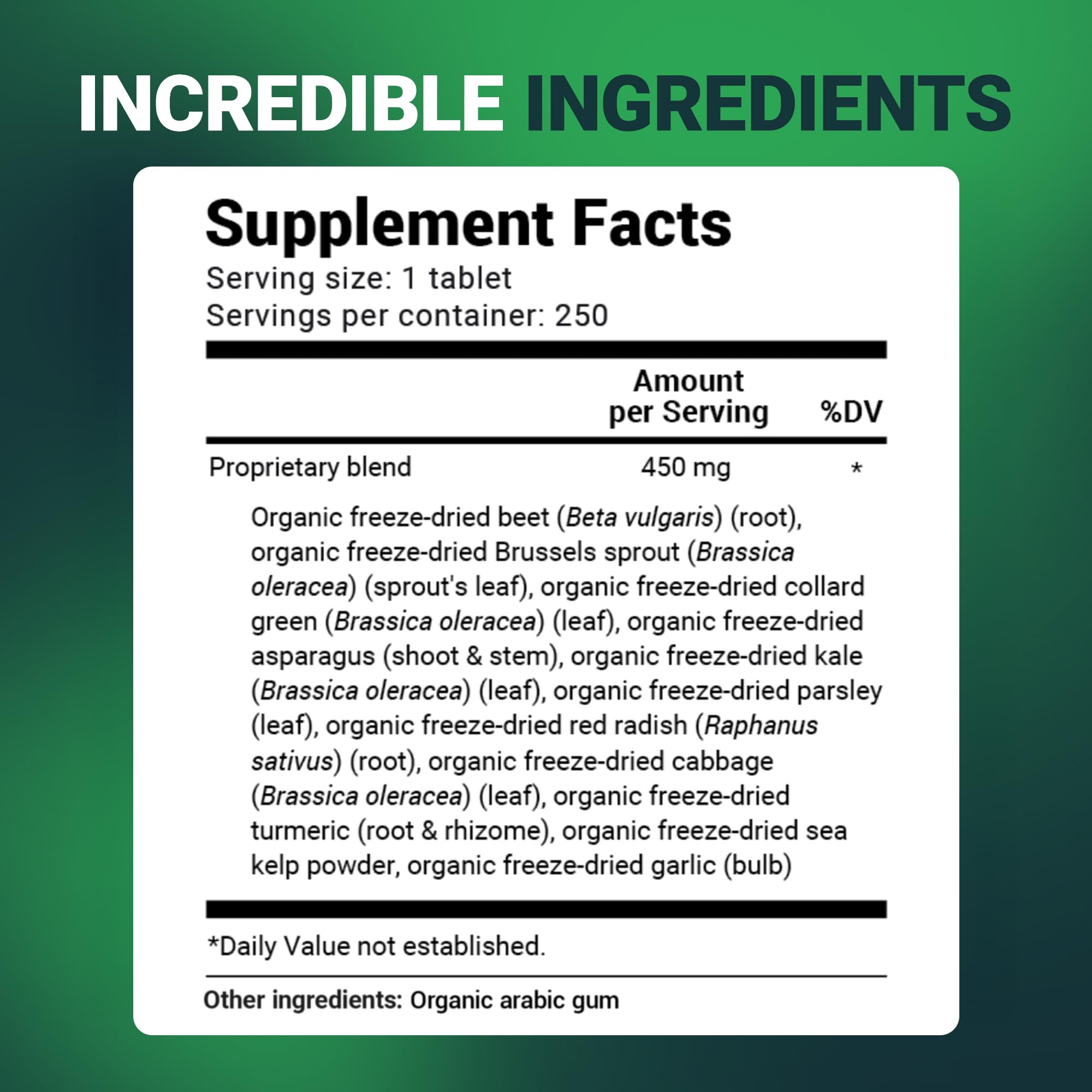 Dr. Berg's Greens Superfood Cruciferous Vegetable Tablets - Vegetable Supplements for Adults w/ 11 Phytonutrient Super Greens Tablets - Energy, Immune System & Liver Veggie Tablets - 250 Tablets - TrustMedUSA