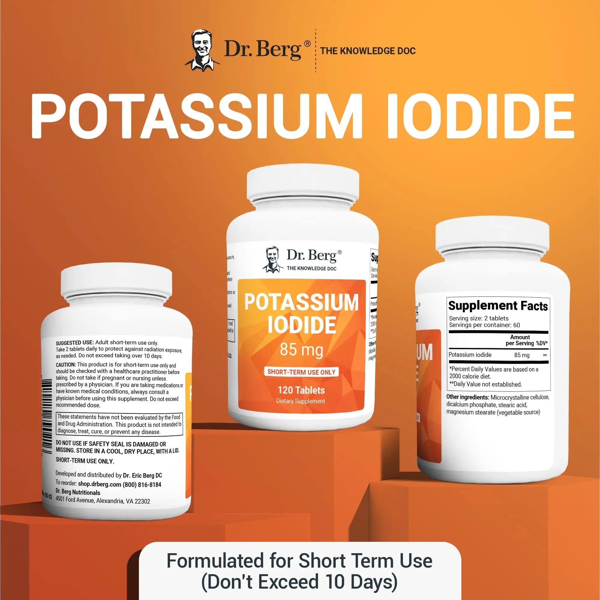 Dr. Berg's Incredible Potassium Iodide Tablets - Now 120 Tablets with a Smaller Easy - TrustMedUSA