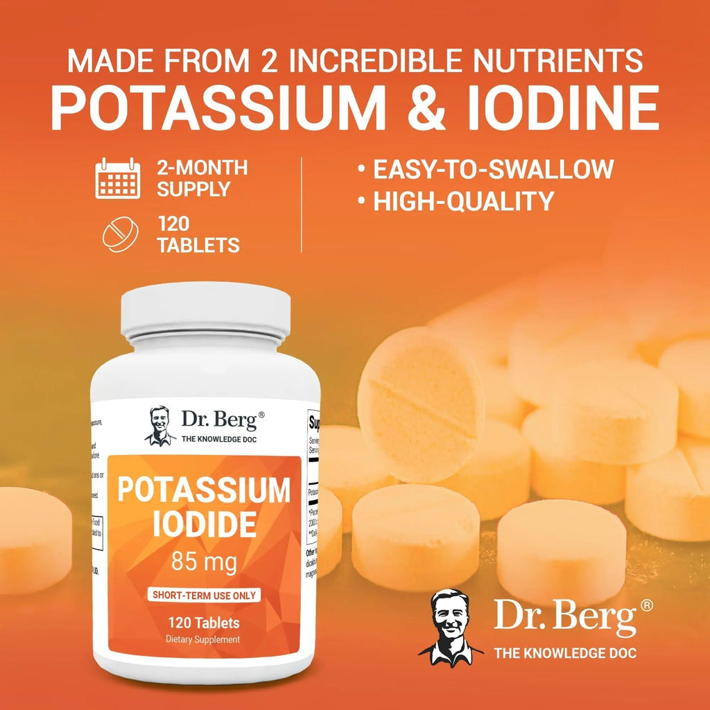 Dr. Berg's Incredible Potassium Iodide Tablets - Now 120 Tablets with a Smaller Easy - TrustMedUSA