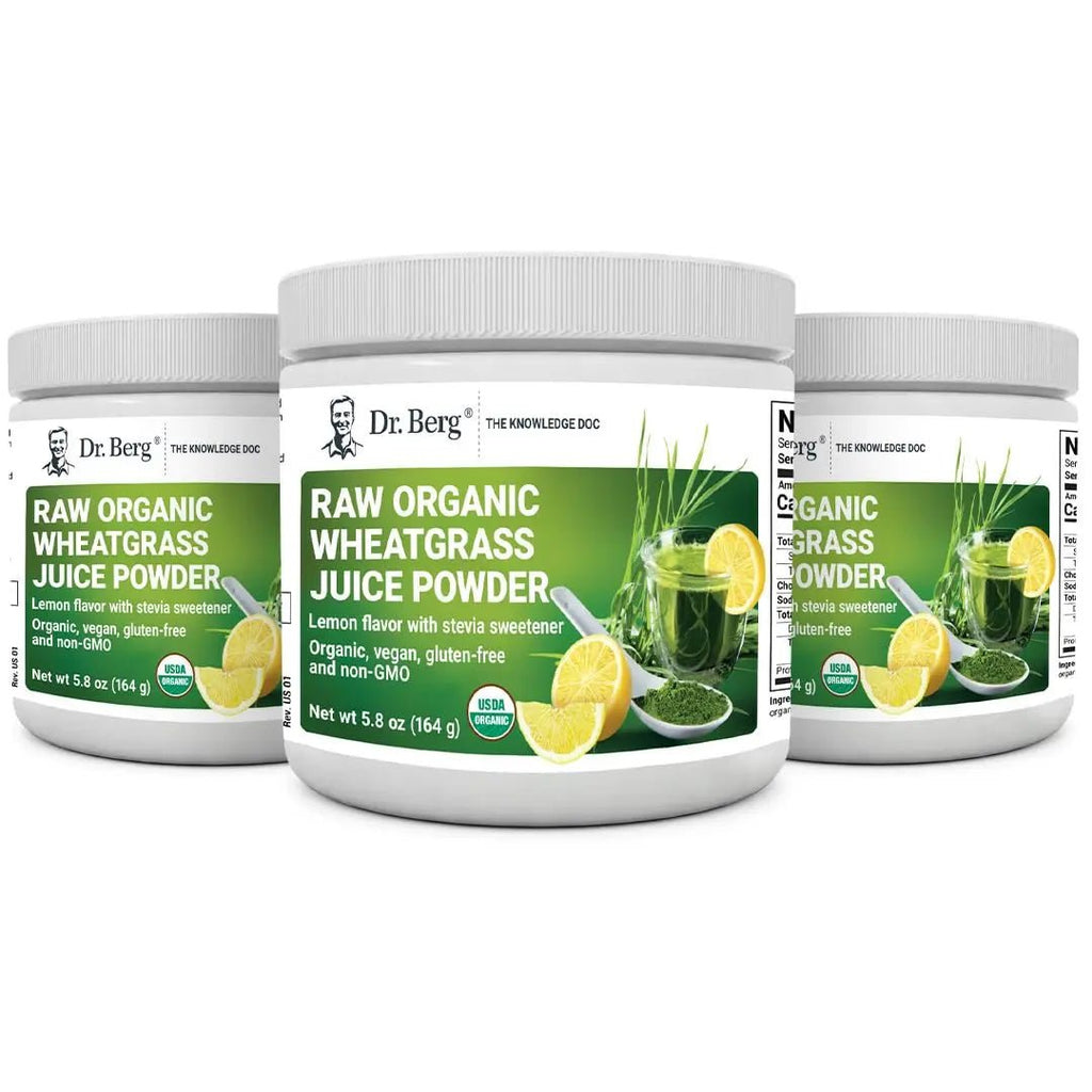 Dr. Berg's Raw Wheatgrass Juice Powder (60 Servings) - USDA Certified Organic - TrustMedUSA