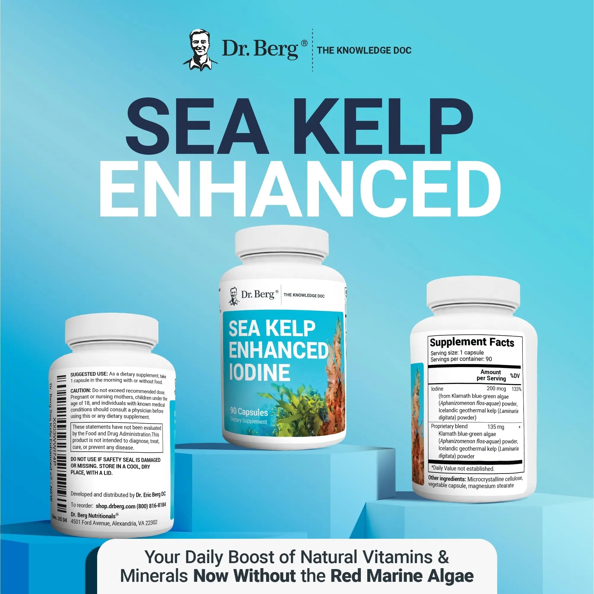 Dr. Berg's Sea Kelp Enhanced - Pure Healthy Thyroid Support Natural Antioxidants - TrustMedUSA
