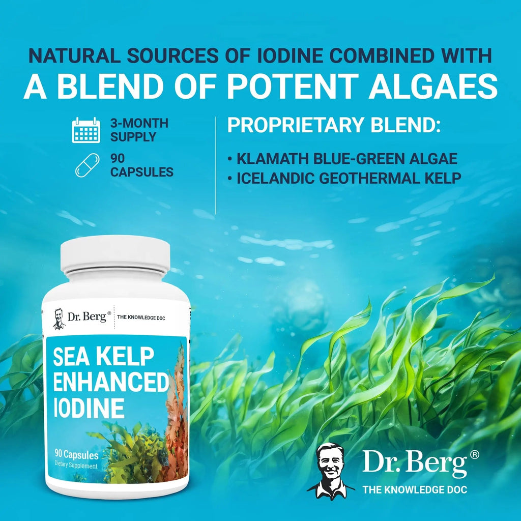 Dr. Berg's Sea Kelp Enhanced - Pure Healthy Thyroid Support Natural Antioxidants - TrustMedUSA