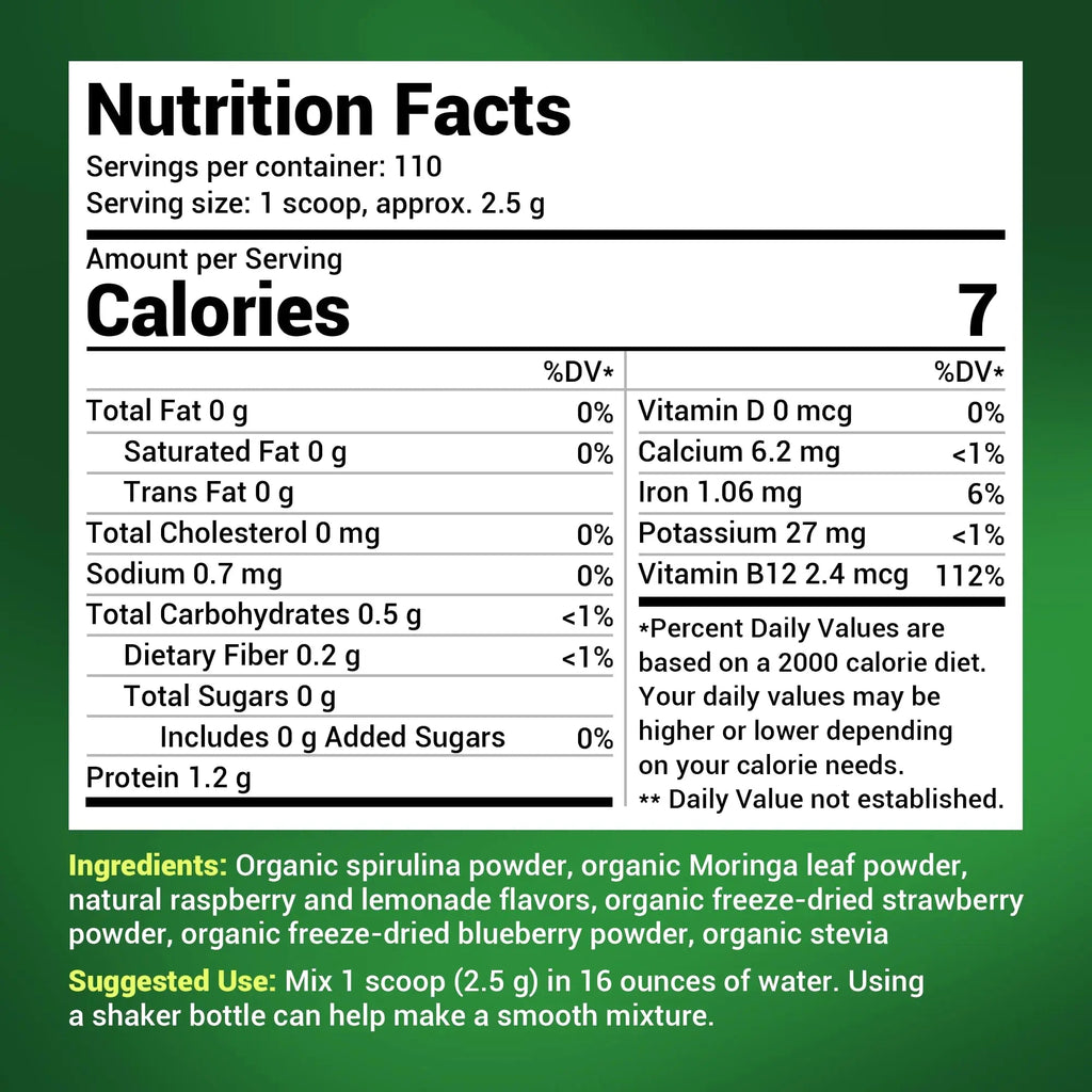 Dr. Berg's (Veggie Solution) Organic Super Greens Powder w/Spirulina - Raw Green - TrustMedUSA