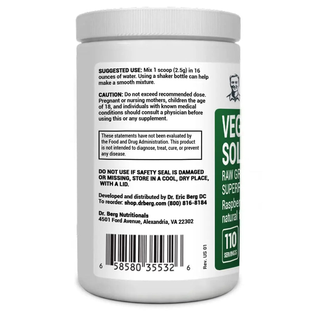 Dr. Berg's (Veggie Solution) Organic Super Greens Powder w/Spirulina - Raw Green - TrustMedUSA