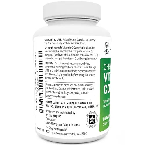 Dr. Berg's Vitamin C Complex Whole Food (60 Chewable) 100% Natural Vitamin C from - TrustMedUSA