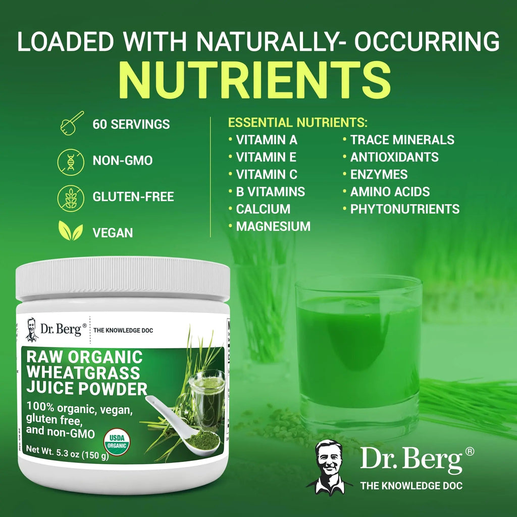 Dr. Berg's Wheatgrass Superfood Powder - Raw Juice Organic Ultra-Concentrated Rich - TrustMedUSA