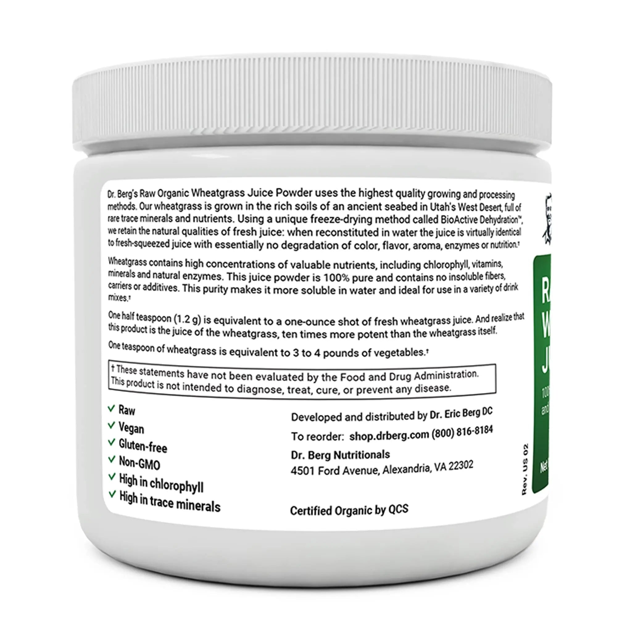 Dr. Berg's Wheatgrass Superfood Powder - Raw Juice Organic Ultra-Concentrated Rich - TrustMedUSA