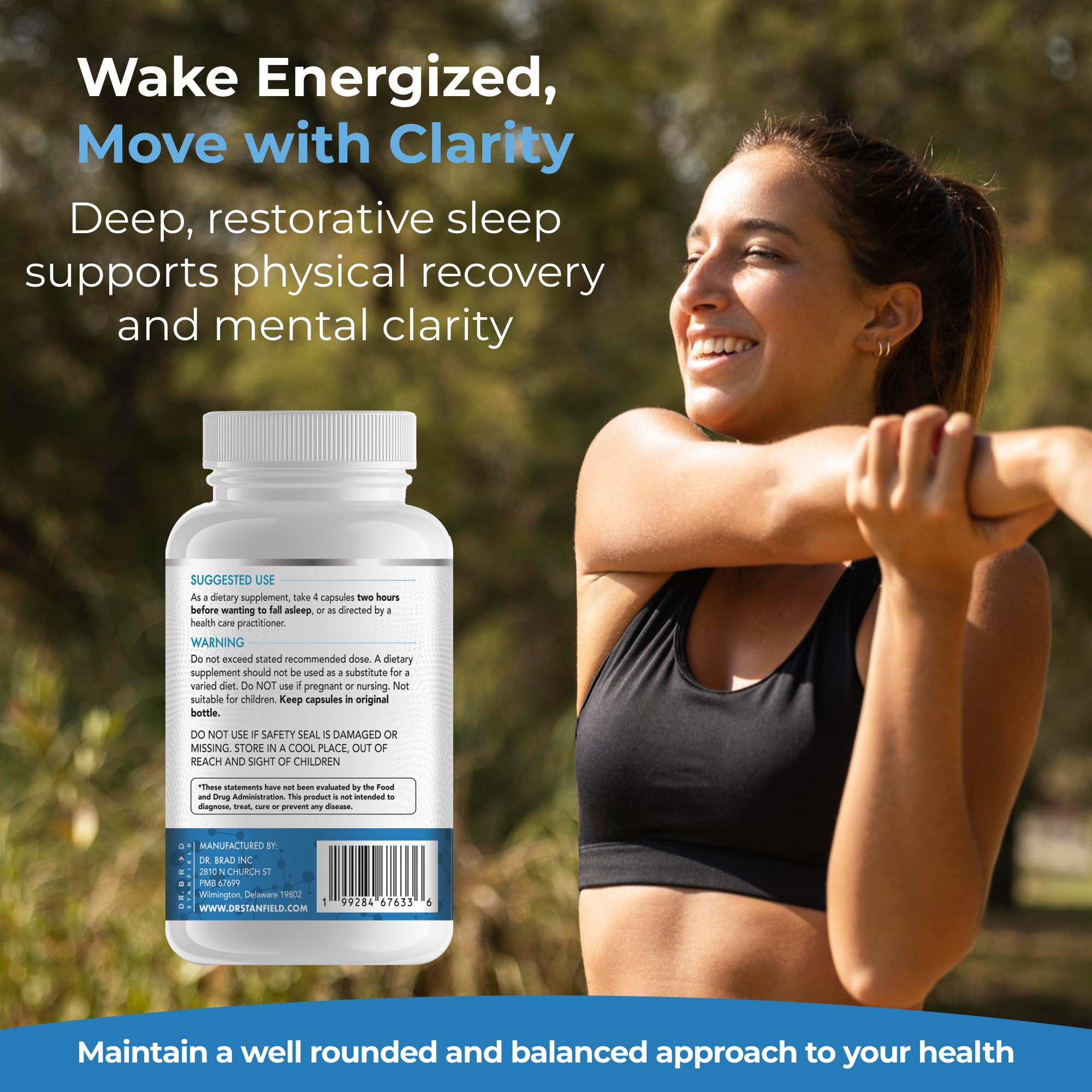 Dr Brad Stanfield Melatonin 300mcg + Magnesium Glycinate 126mg + Glycine 2,500mg for Sleep (120 Count, 30 Servings) - TrustMedUSA
