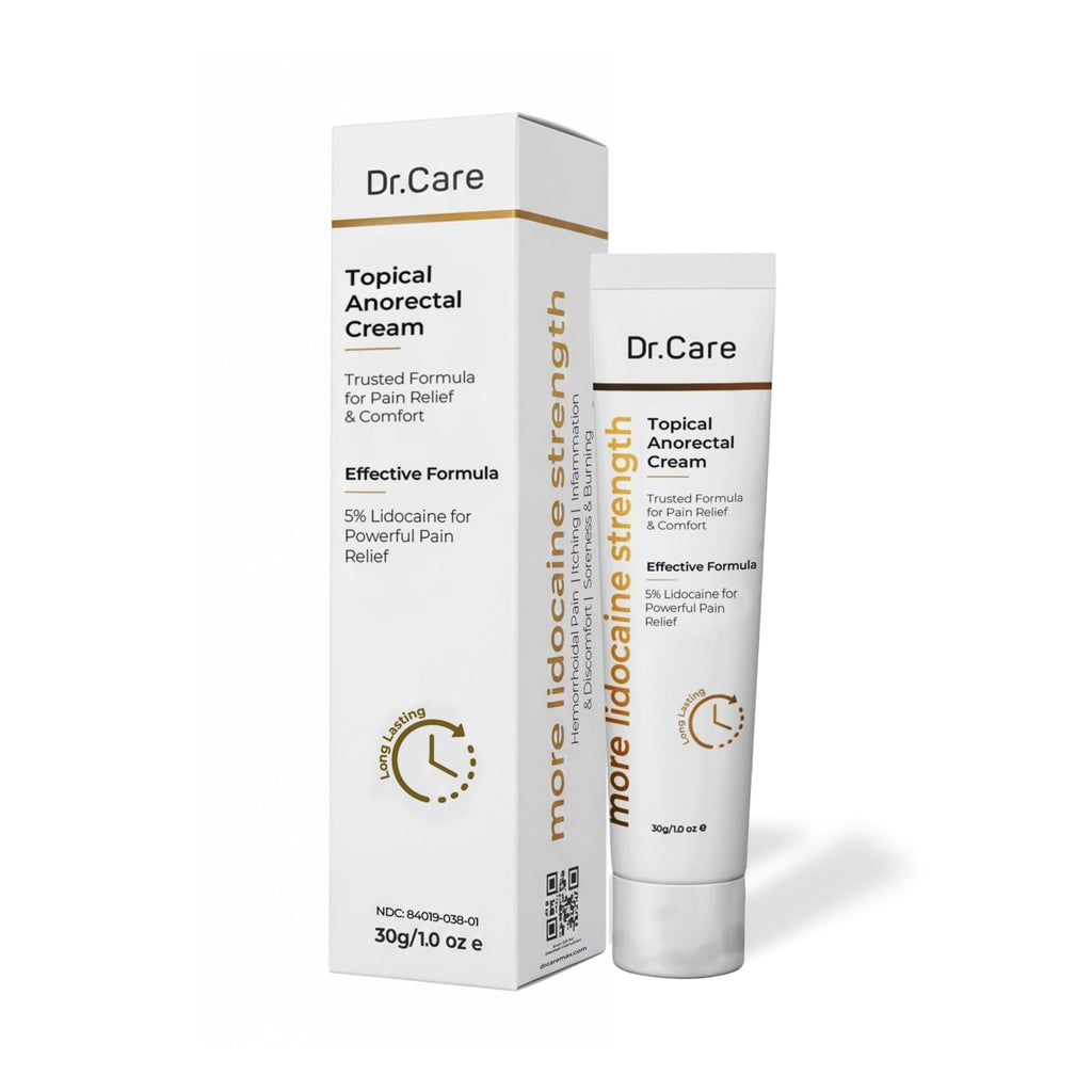 Dr Care Anorectal Cream with 5% Lidocaine - Maximum Strength Topical Anesthetic for Hemorrhoid Relief, Itching, & Burning (1.0 oz) - TrustMedUSA